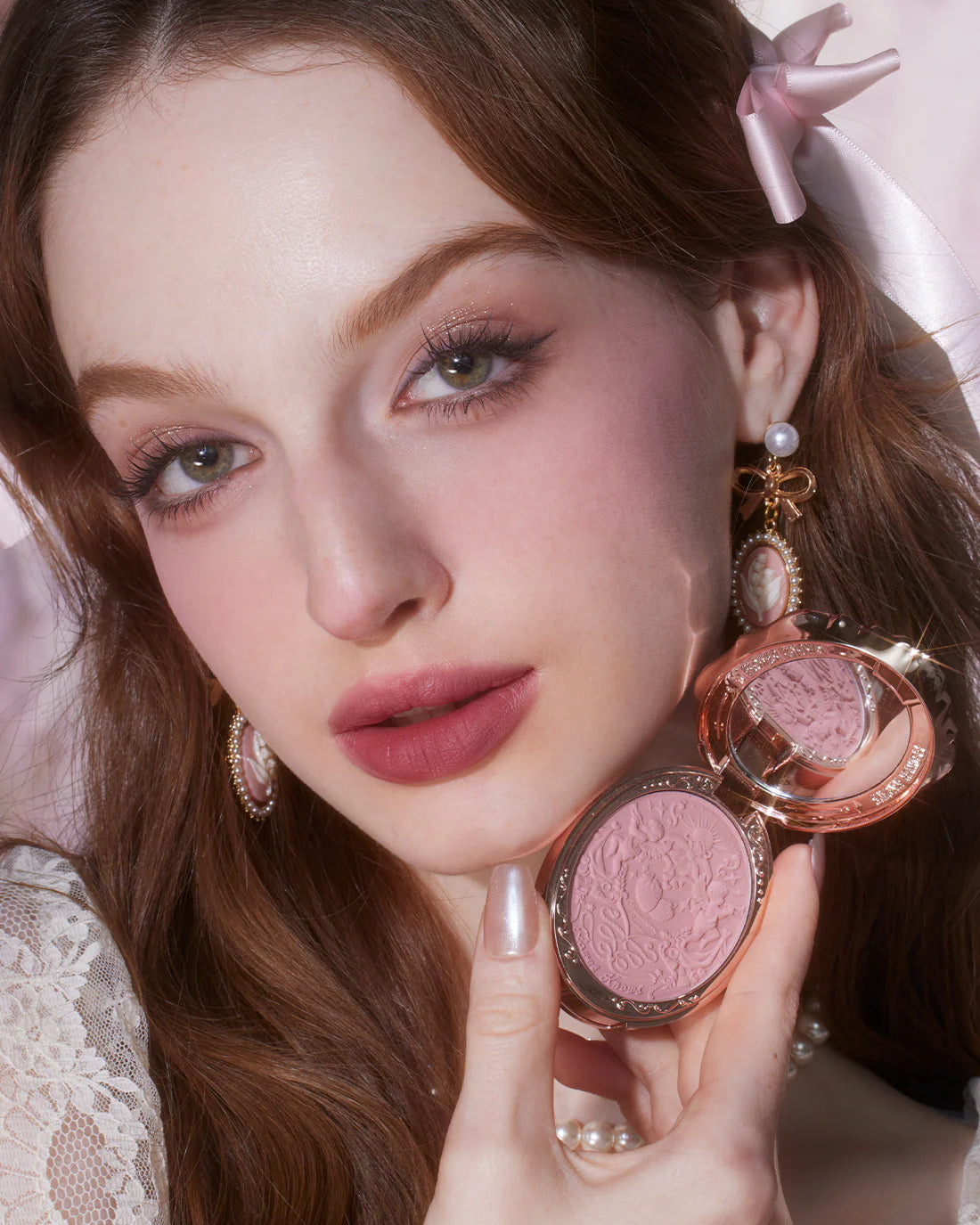 Flower Knows Strawberry Rococo Embossed Blush - Soft Pink Cheek Makeup for Natural Glow | Perfect for Everyday Wear & Special Occasions