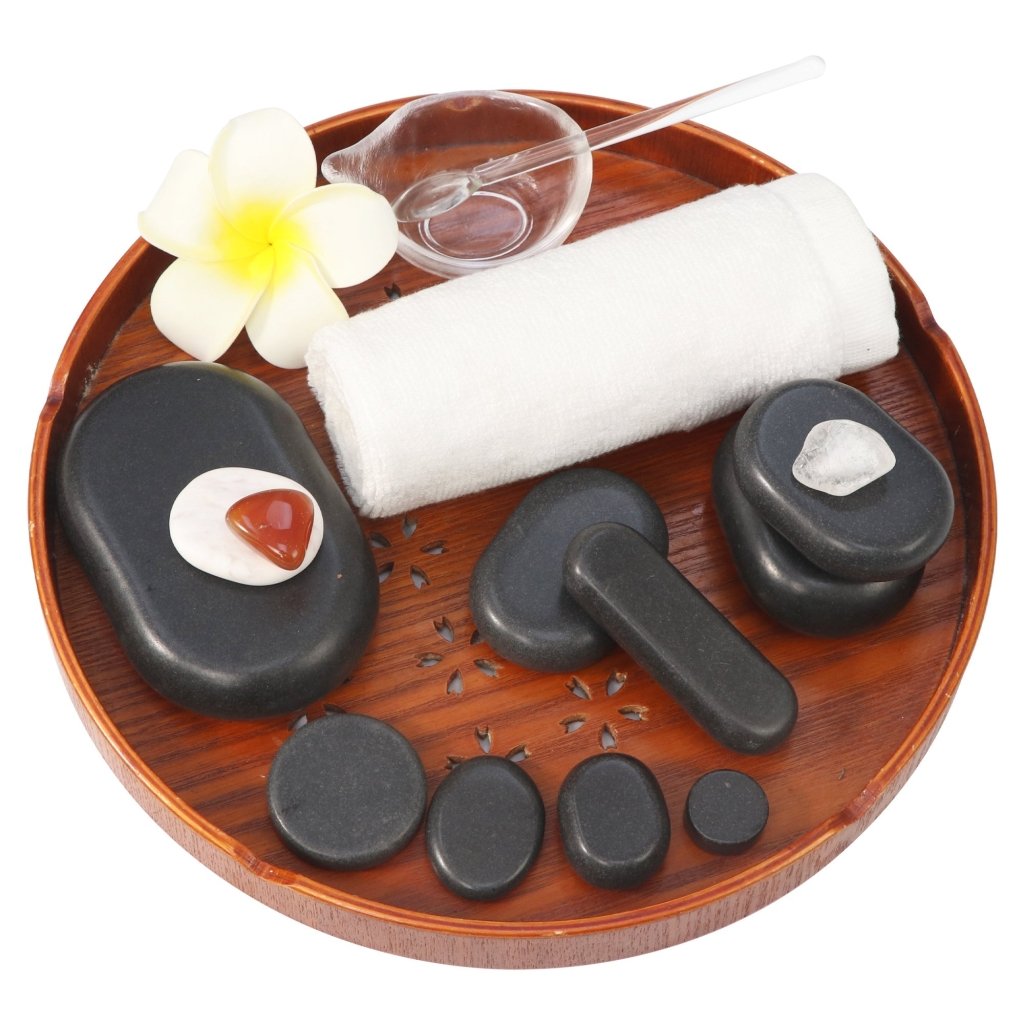 60-Piece Deluxe Hot Stone Massage Set with Basalt Volcanic Rocks, Marble Cold Stones & Chakra Tools | Professional-Grade Home Spa Kit for Relaxation, Pain Relief & Energy Balancing | Perfect for Self-Care, Couples Massage & Therapist Use