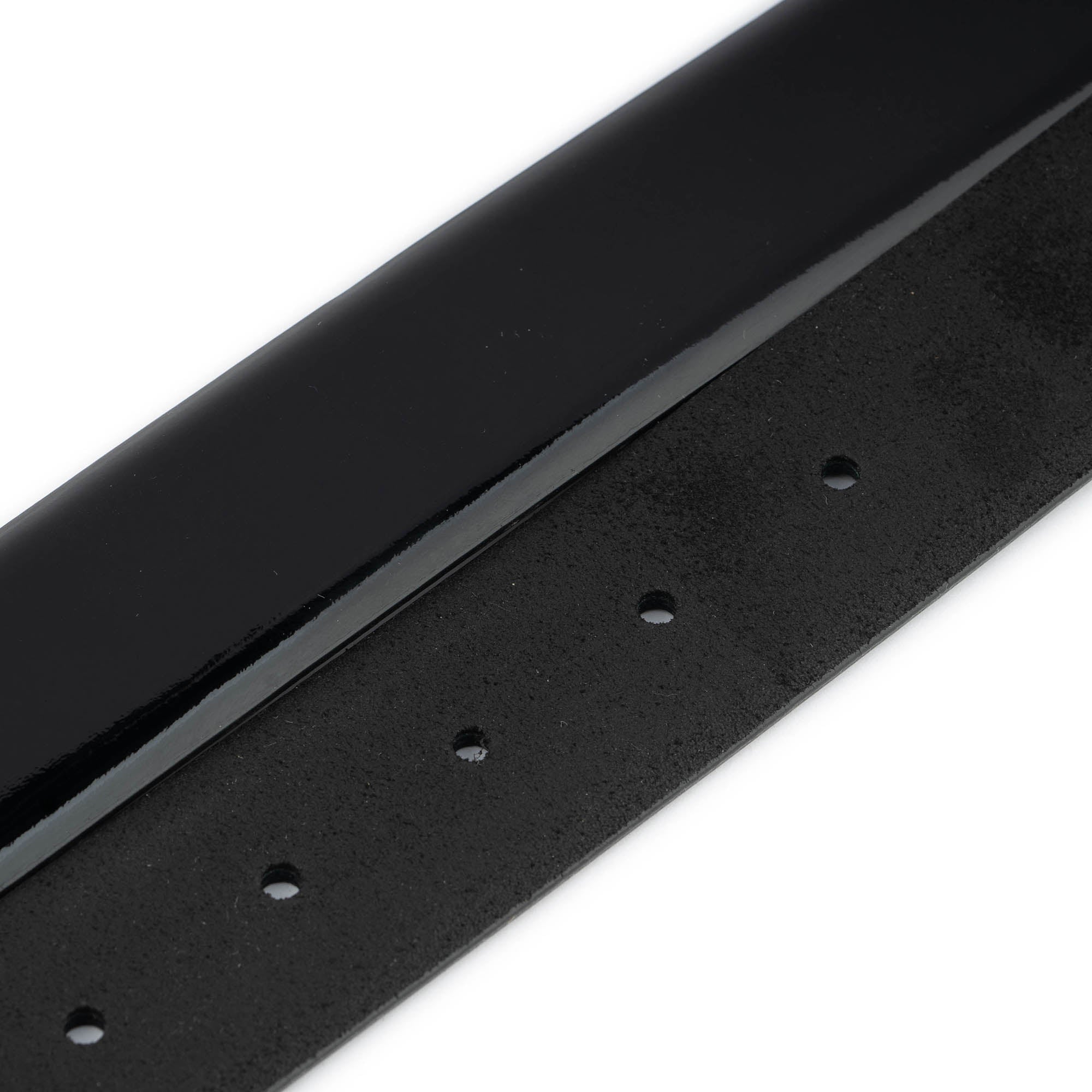 Montblanc Men's Black Patent Leather Belt Replacement Strap with Pre-Made Holes | Premium Dress Belt for Business & Formal Occasions