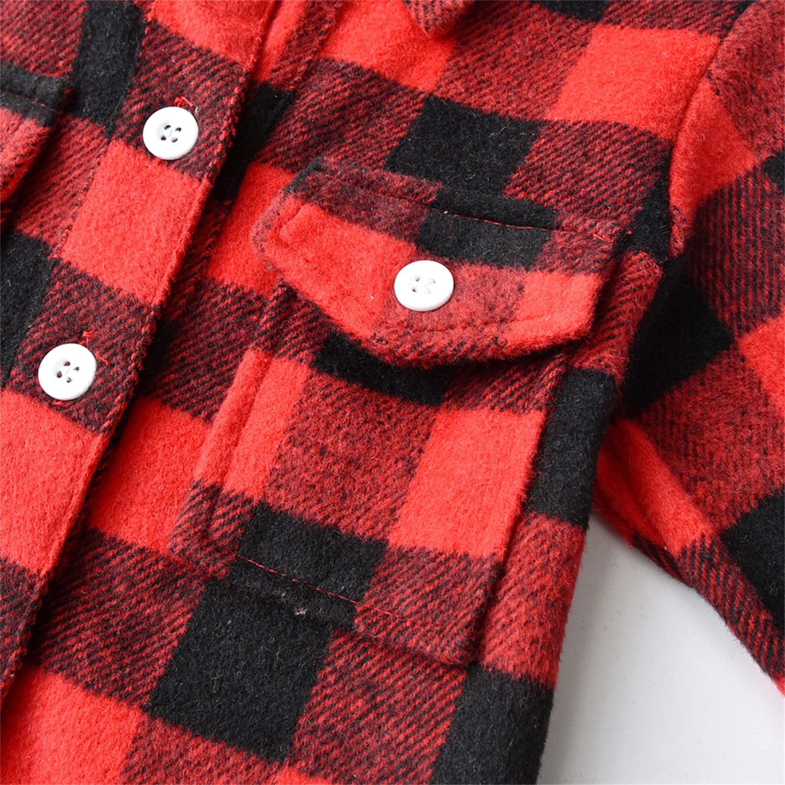 **Boys' Plaid Flannel Shirt Jacket with Button Front & Pocket - Long Sleeve Spring Outerwear for Toddler Baby - Perfect for Playdates, Outdoor Adventures & Casual Wear**