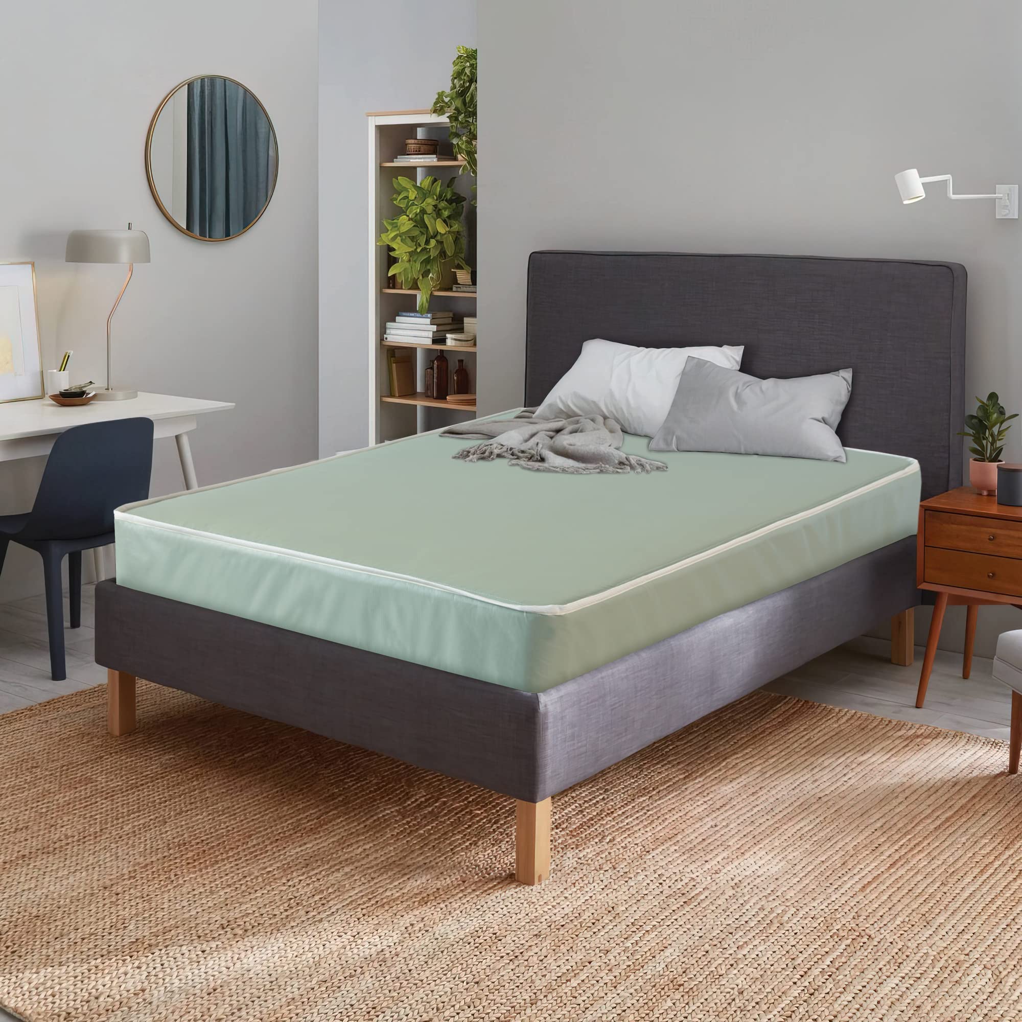 Treaton 8-inch Hybrid Queen Mattress - Cooling, Pressure Relieving, Waterproof Vinyl Cover, Medium Firm Support | Perfect for Hospitals, Institutions & Home Use | Bed-in-a-Box Design | Great for Guest Rooms, Dormitories & Healthcare Facilities