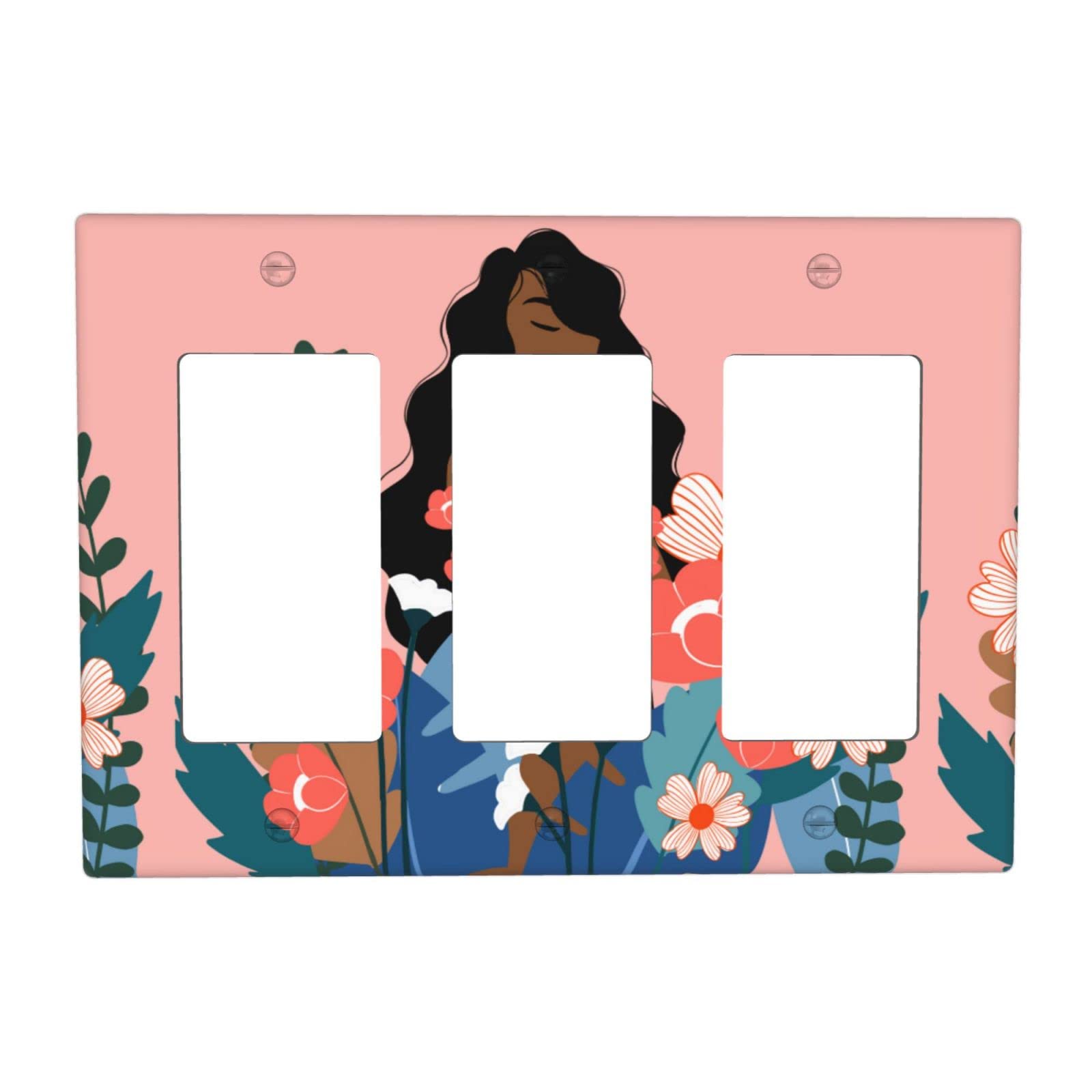 Customizable Decorative Light Switch Cover & Outlet Wall Plate - Glossy Finish, 3-Gang Size 4.65