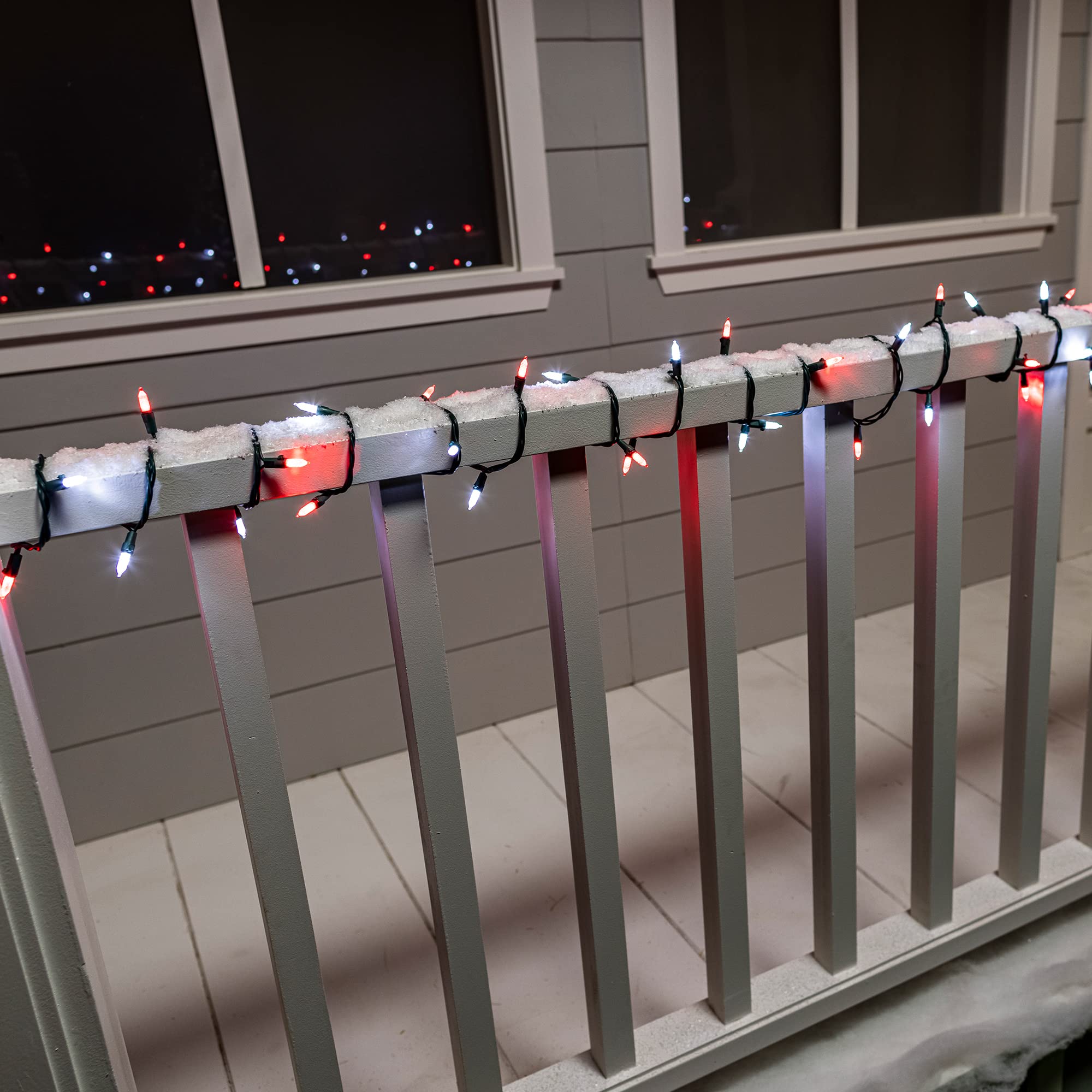 Joiedomi 200 LED Christmas Lights (2x100) - 52FT Connectable Indoor/Outdoor String Lights with Green Wire for Xmas Tree Decorations - Red & White Fairy Lights for Holiday, Party, Wedding & Home Decoration