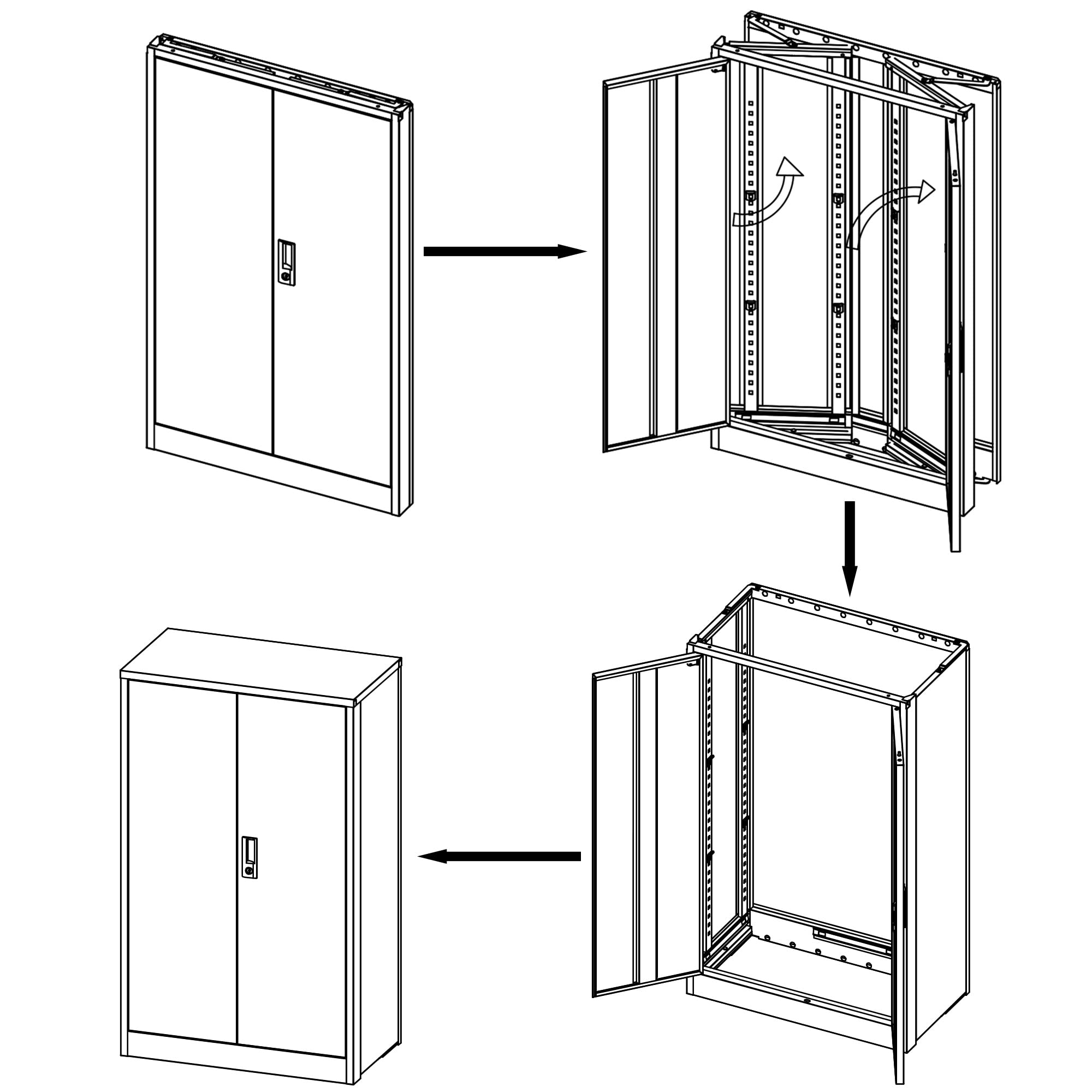 NicBex White Metal Storage Cabinet - Locking File Cabinet with Adjustable Shelves, Foldable for Home Office, School & Garage Organization | Secure Document & Supply Storage Solution