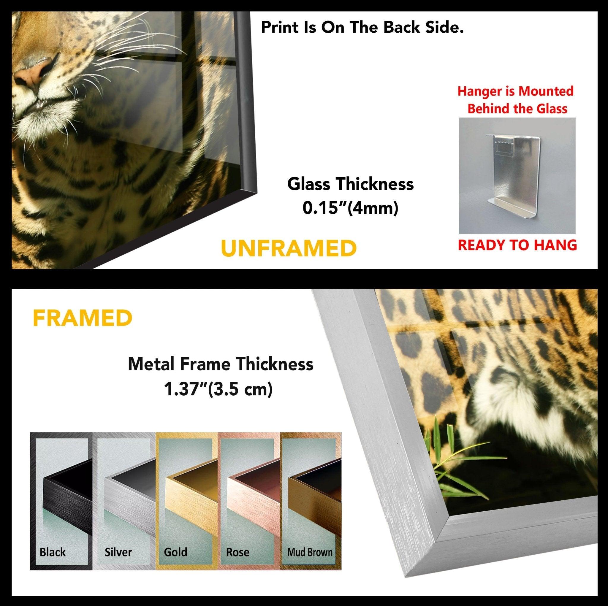 Stunning Amur Leopard Glass Wall Art - Handmade Wildlife Home Decor for Living Room, Bedroom & Office - Unique Animal Print Glass Panel