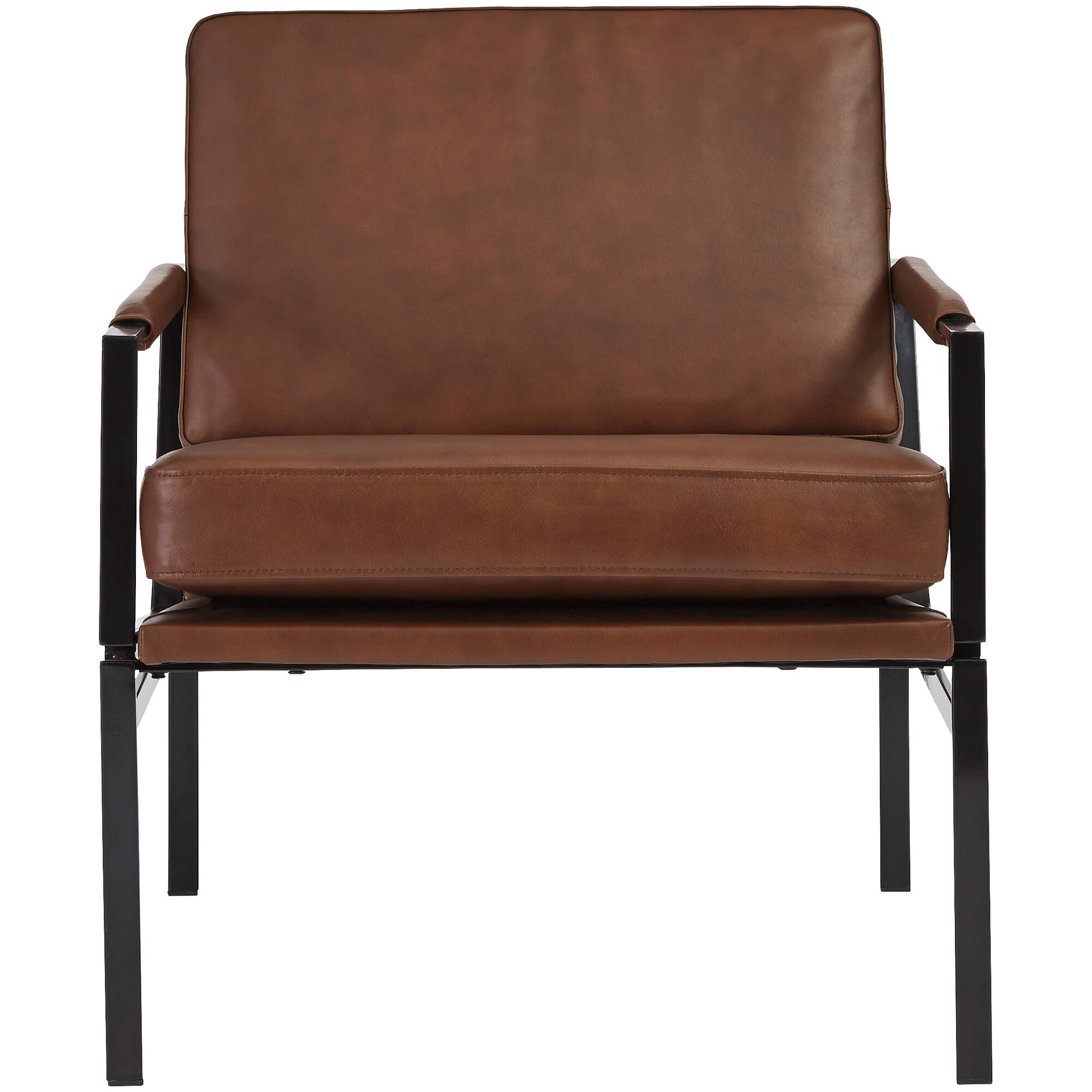 Puckman Leather Accent Chair - Modern PU Leather Lounge Chair with Wooden Legs for Living Room, Bedroom or Office - Perfect for Relaxing and Home Decor