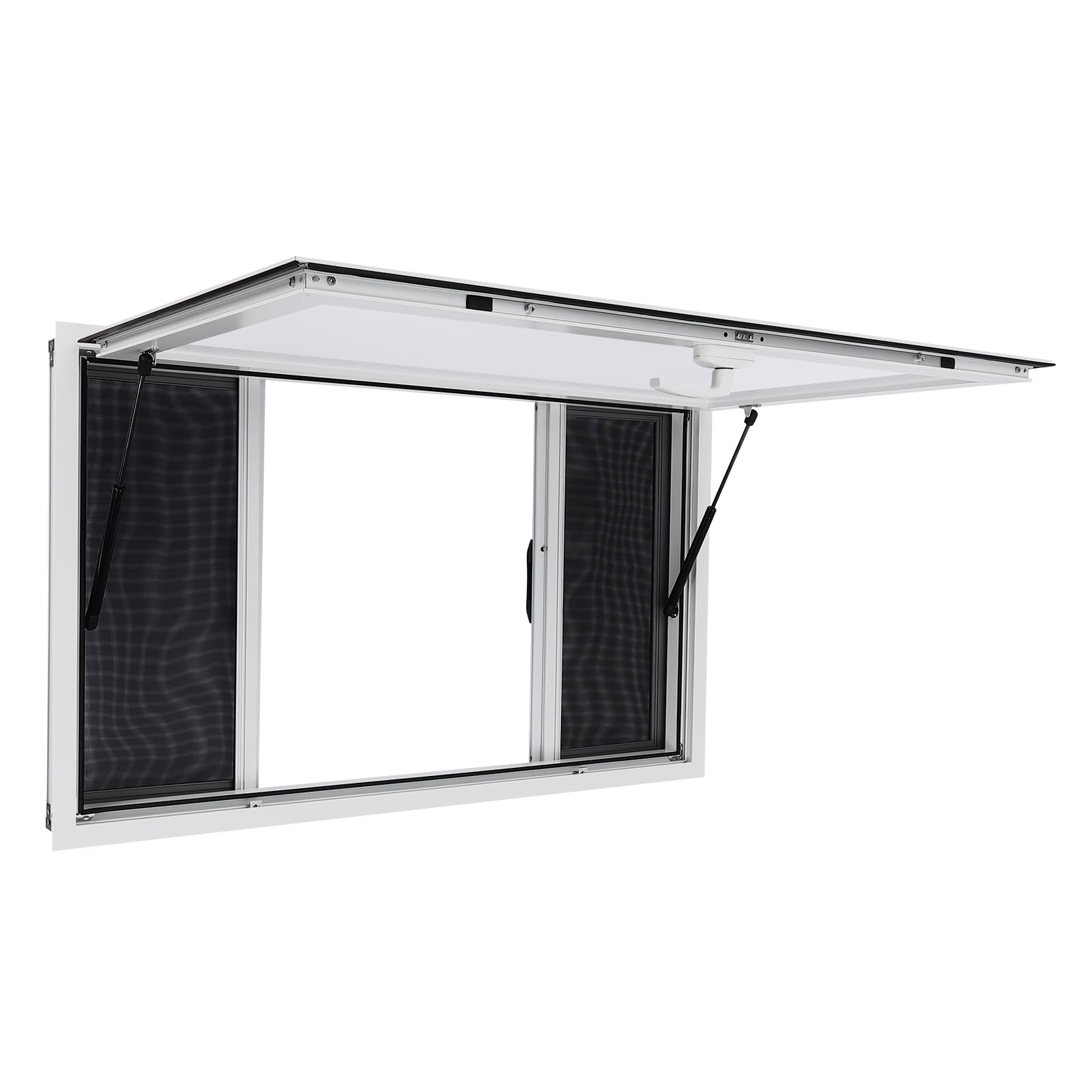 Food Truck Concession Window - 50x30 Inch Silver Serving Door with 4 Screens for Mobile Kitchens, Concession Stands & RVs | Durable Outdoor Food Service Solution for Street Vendors & Events