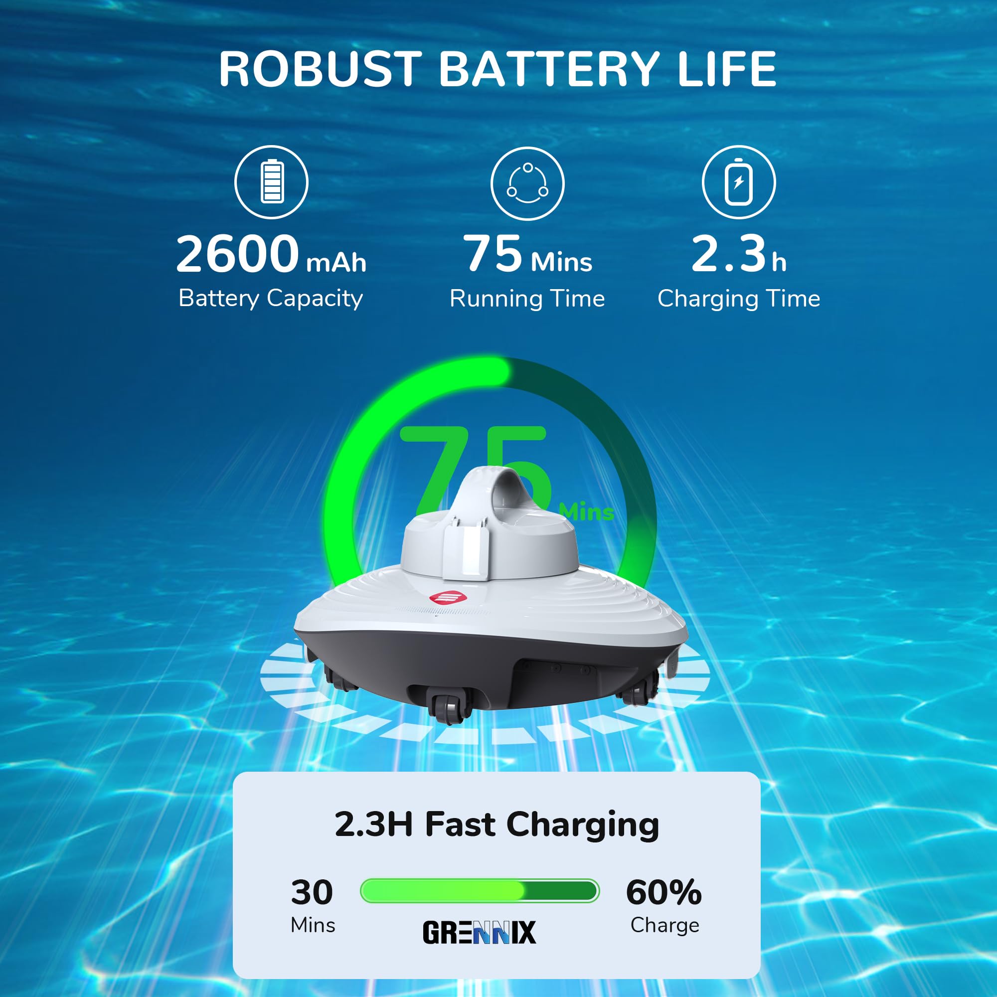 Best Cordless Robotic Pool Vacuum Cleaner for Above Ground & In-Ground Pools - Automatic Swimming Pool Cleaner with Top Handle & Advanced Filtration System (White) | Perfect for Backyard, Residential & Commercial Pool Maintenance