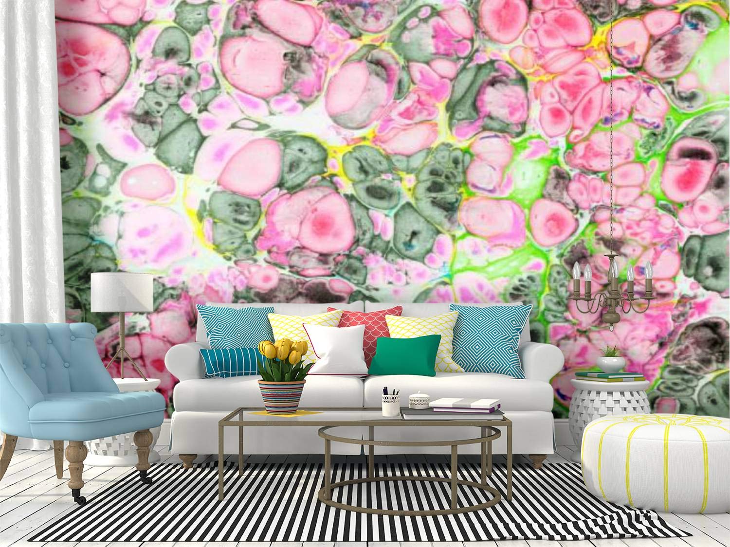 RECETHROWS Peel and Stick Wallpaper - Self-Adhesive Marbled Batik Vinyl Wall Mural (12