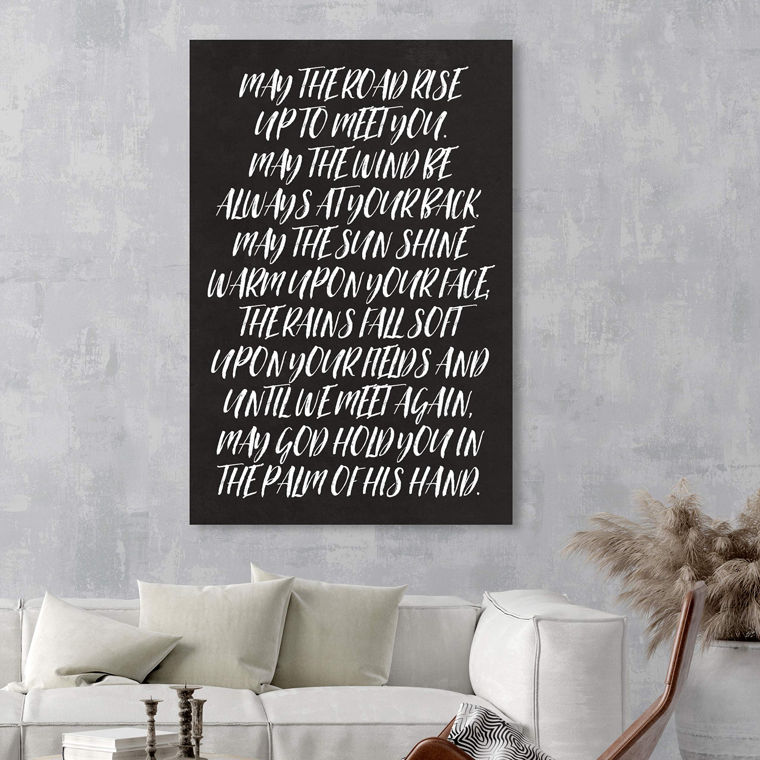 May The Road Rise' Inspirational Wall Art Canvas Prints - Typography & Quote Decor for Living Room, Bedroom, Office