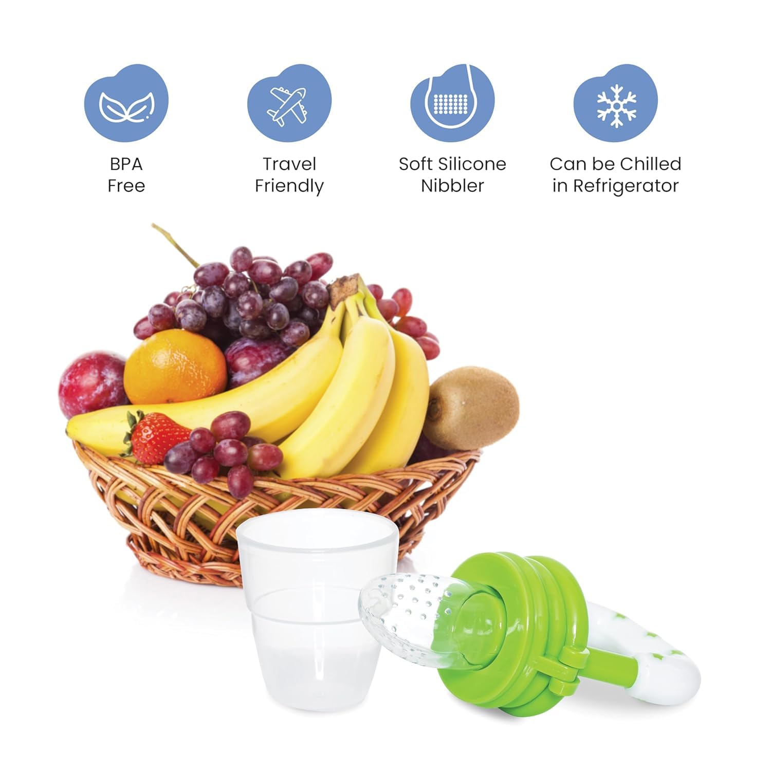 Kritiu Baby Teething Toys Set - BPA-Free Silicone Fruit Teether & Gum Massager for Infants 0-12 Months | Soft, Safe & Soothing Relief for Sore Gums | Perfect for Home, Travel & Daycare Use (Yellow & Green)