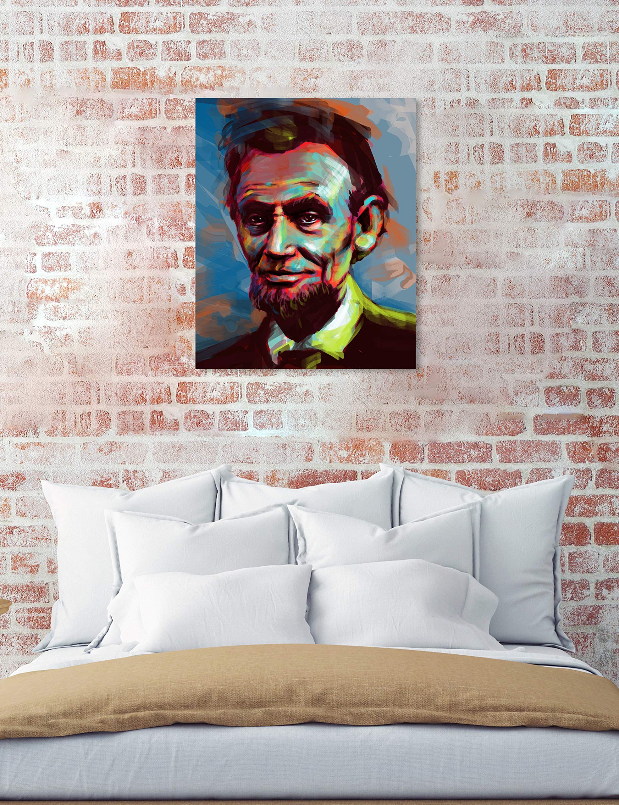 Oliver Gal Artist Co. Lincoln Portrait Wall Art Canvas Print - 13x16 Inch Blue & Green Home Decor for Living Room, Bedroom & Office
