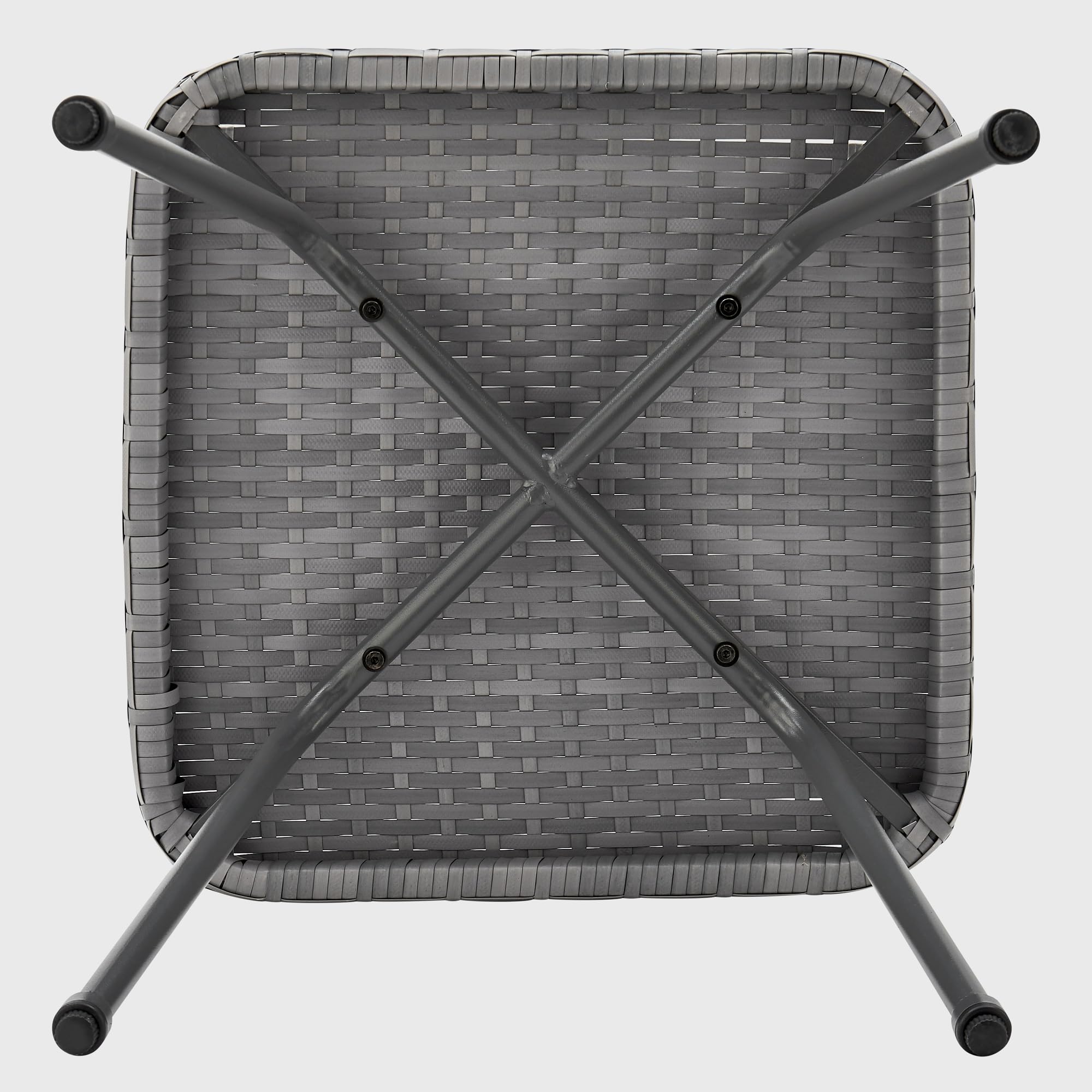 Modern Cannes 3-Piece Patio Conversation Set with Cushioned Rope Wicker Chairs & Glass Top End Table - Outdoor Furniture for Garden, Balcony, Poolside - Washable Cream Cushions & Durable Wicker Design