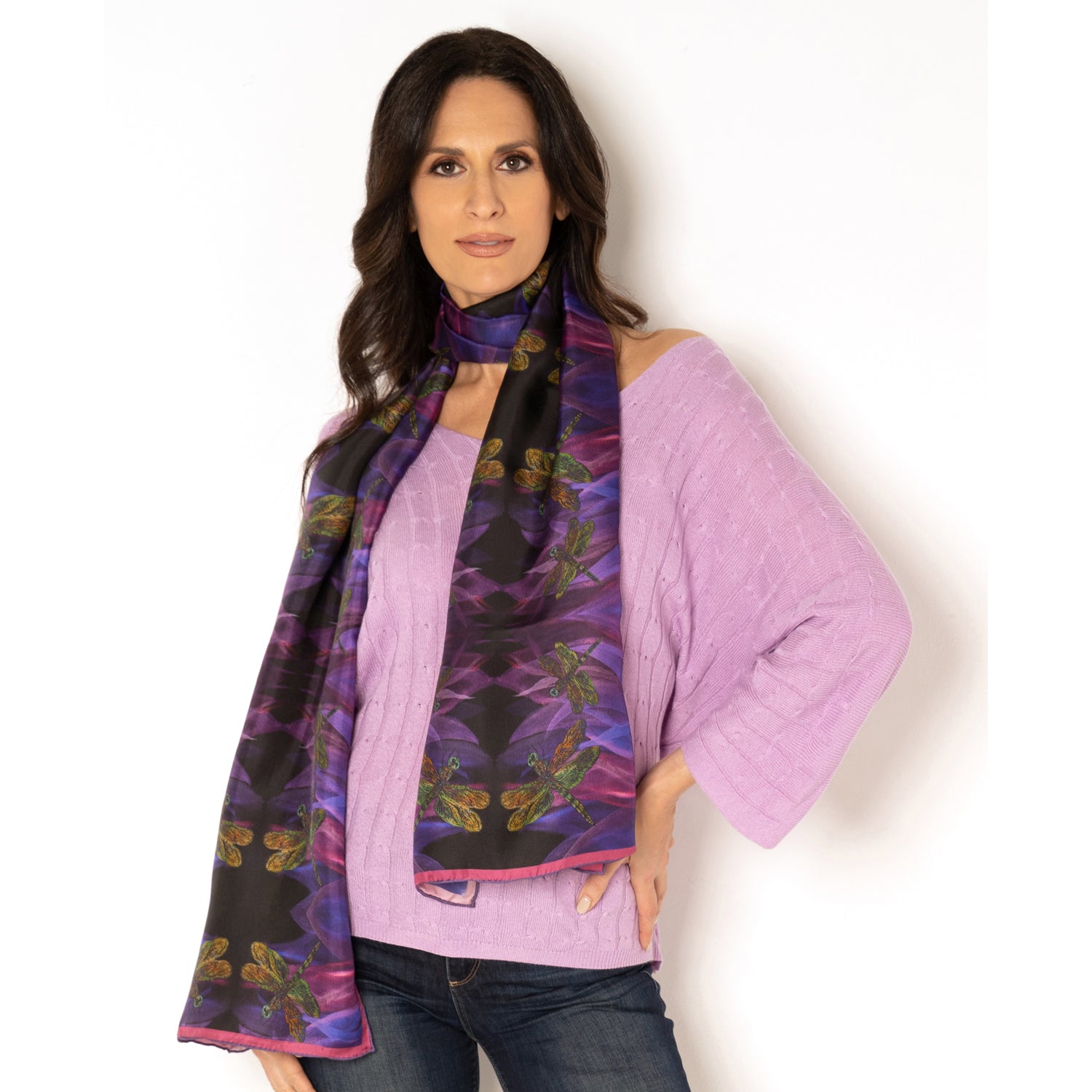 Elegant Long Silk Scarf for Women - Soft & Luxurious Fashion Accessory - Perfect for Office, Evening Parties & Special Occasions