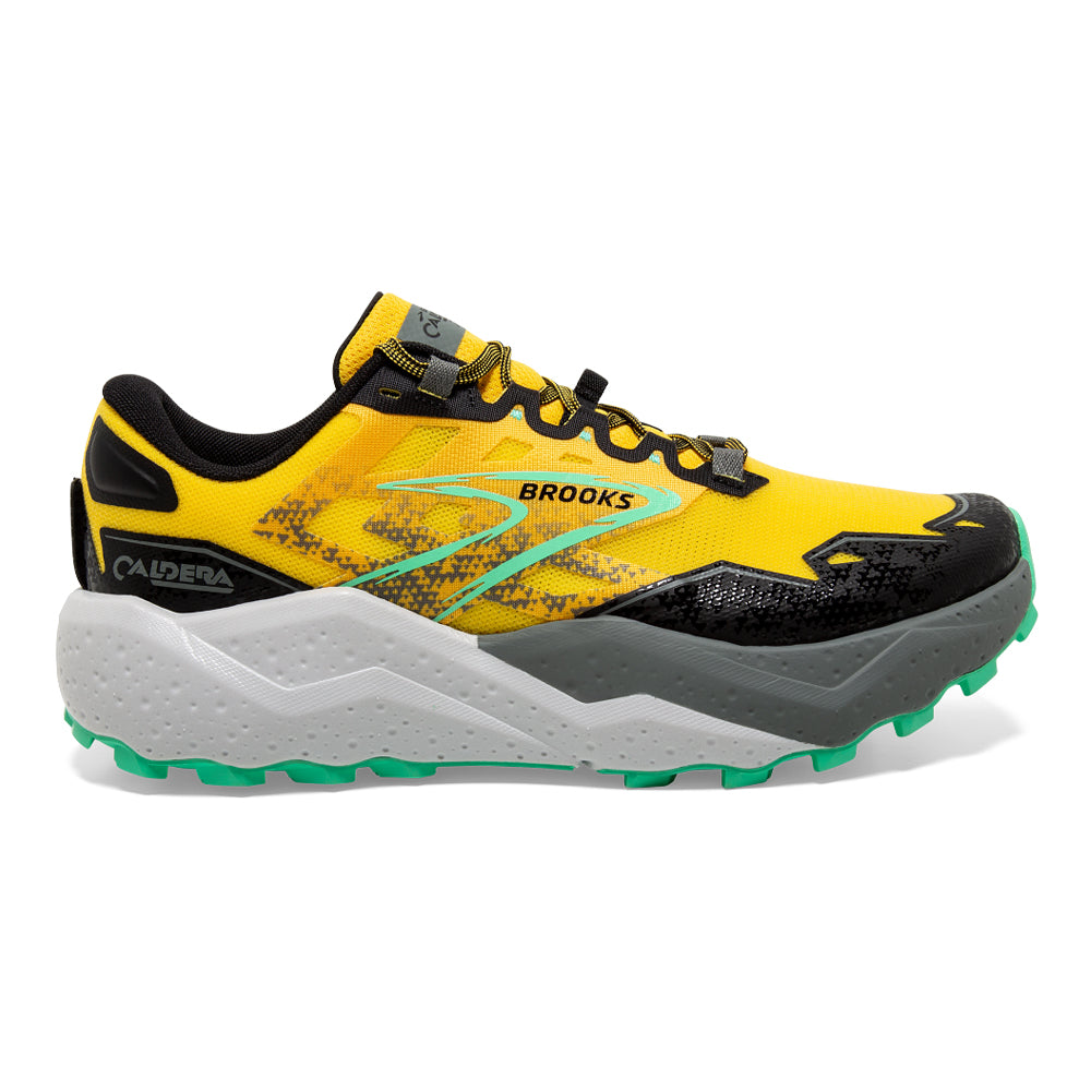 Brooks Caldera 7 Men's Running Shoes - Lemon Chrome/Black/Springbud - Size 8.5 D Medium - Trail & Road Running, Hiking, Gym Workouts