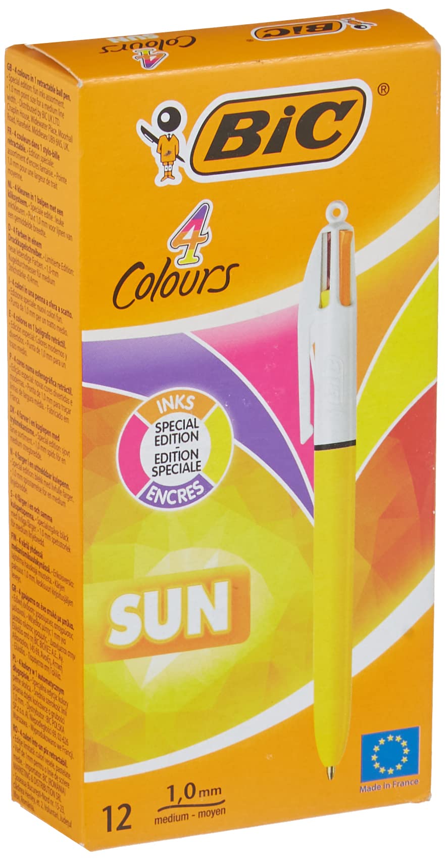 Bic 4-Color Retractable Ballpoint Pens - 12-Pack Multicolor Pens for School, Office & Note Taking | Smooth Writing, Durable Ink, Comfort Grip for Students & Professionals