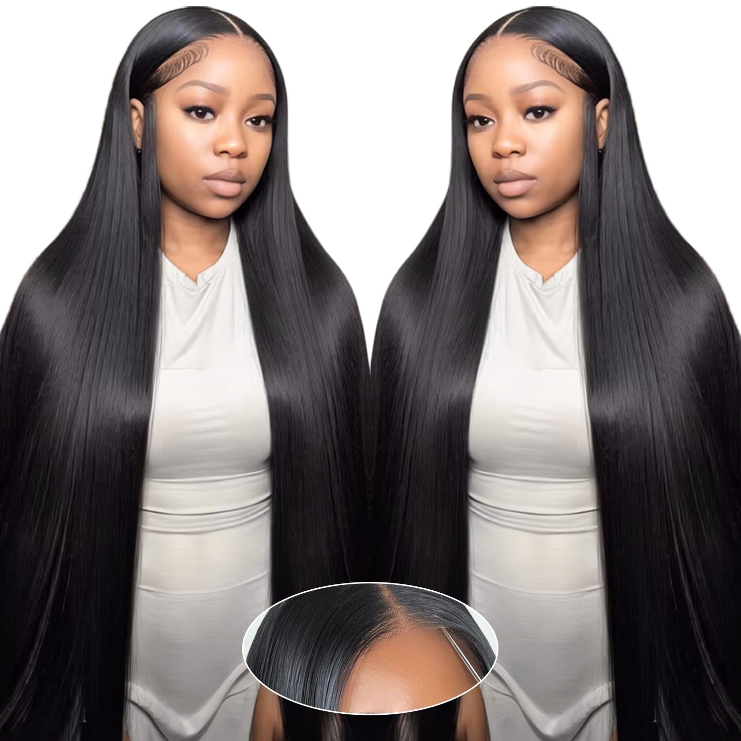 250% Density 6x4 Glueless Human Hair Wig - Pre Plucked, Pre Cut, Skinlike HD Straight Lace Closure - 100% Human Hair Wigs for Black Women - 26 Inch Middle Part with Tiny Knots - Perfect for Daily Wear, Special Occasions & Protective Styling