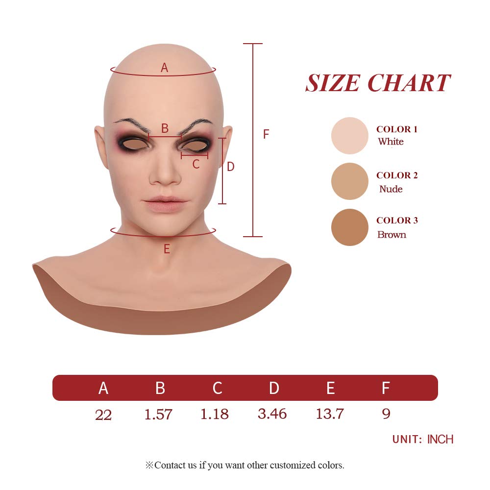 Realistic Silicone Female Mask - Ultra Soft Skin-Friendly Lifelike Head Mask for Crossdressers, Drag Queens & Transgender - Perfect for Cosplay, Halloween & Performance Art