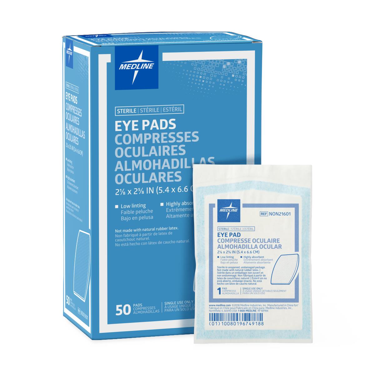 Sterile Eye Pads for First Aid & Wound Care - Soft Gauze Eye Cover for Post-Surgery, Dry Eyes & Protection - 50 Count Box (Medical Grade, Latex-Free) | Perfect for Hospitals, Clinics & Home First Aid Kits
