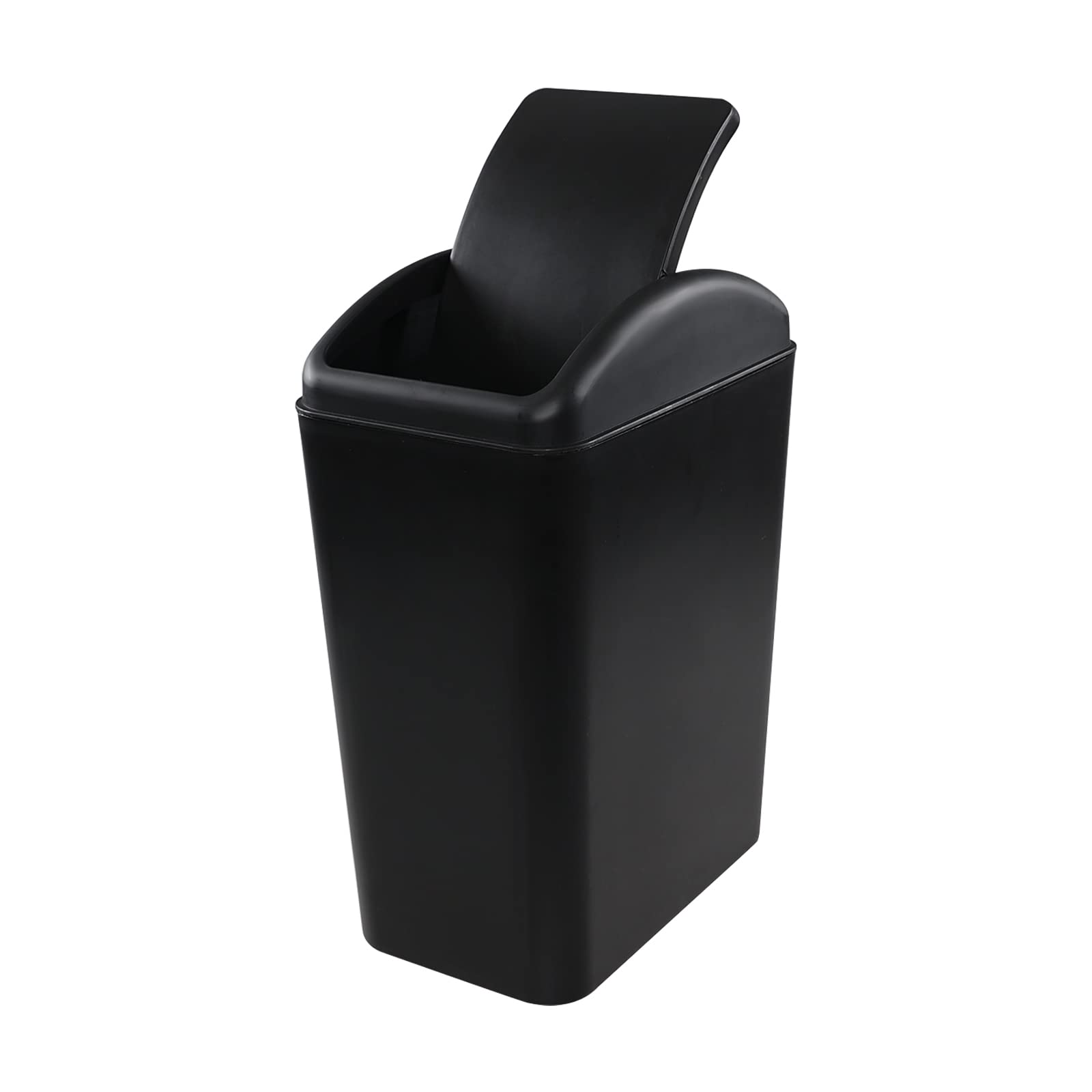 4.5 Gallon Slim Plastic Trash Can with Swing Lid - Space Saving Kitchen & Bathroom Garbage Bin for Small Spaces, Office, Dorm Room & RV