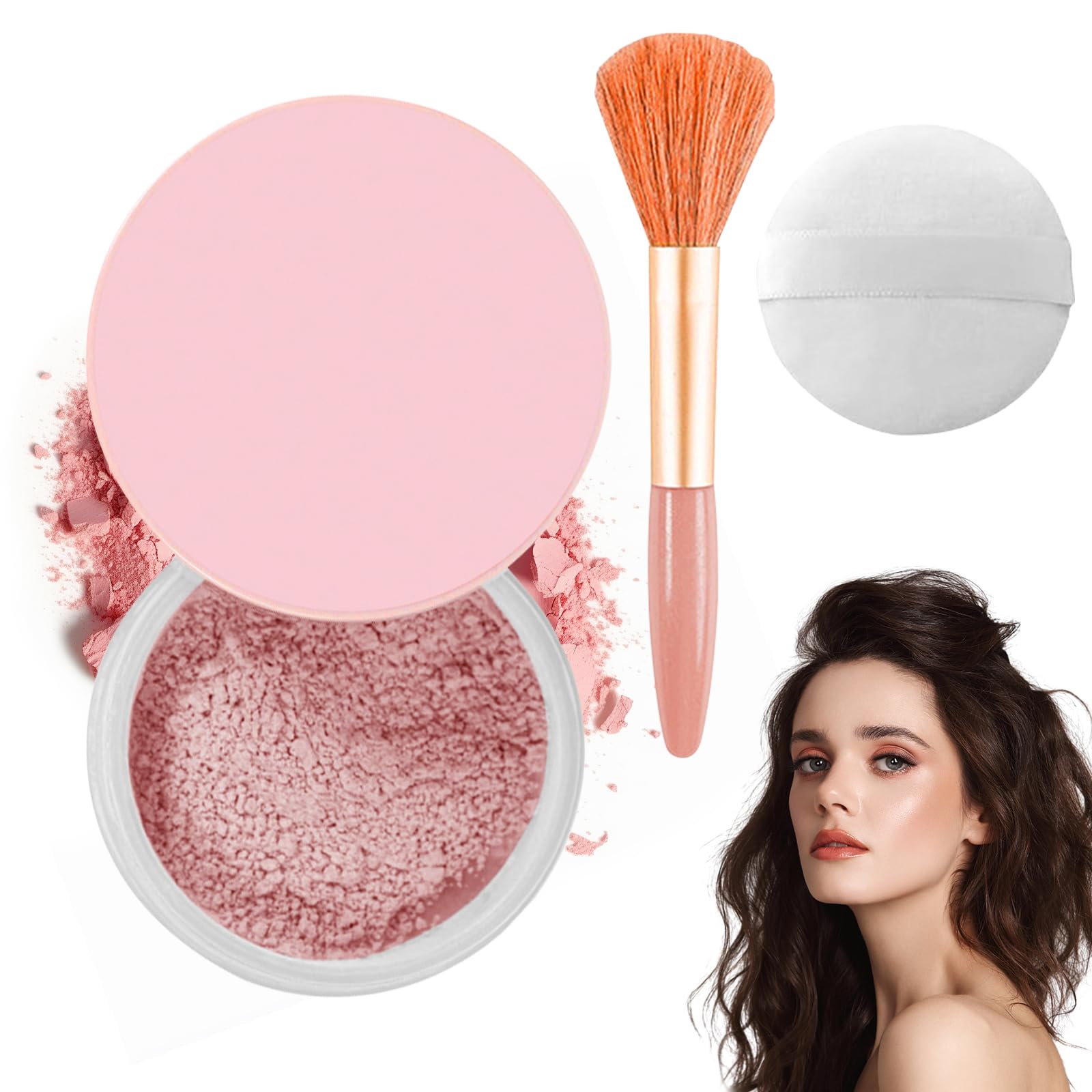 Allaura Beauty Blurring Setting Powder - Natural Lightweight Translucent Finishing Powder for Flawless Makeup, Oil Control & Pore Minimizing | Perfect for Daily Wear, Photo Shoots & Special Occasions (Pink)