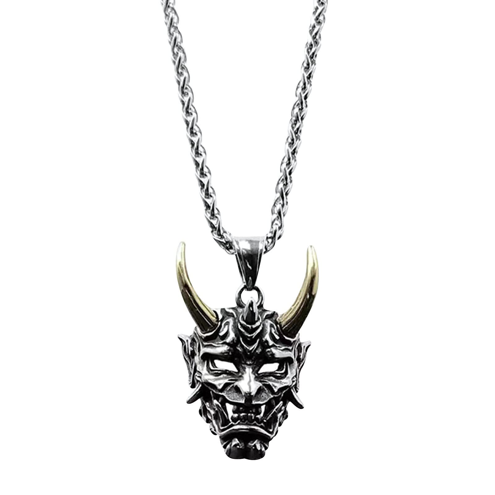 Men's Punk Pendant Necklace - Vintage Ghost Mask Gothic Jewelry for Street Style, Creative Festival Outfits & Birthday Gifts | Perfect for Halloween, Concerts, Cosplay & Alternative Fashion
