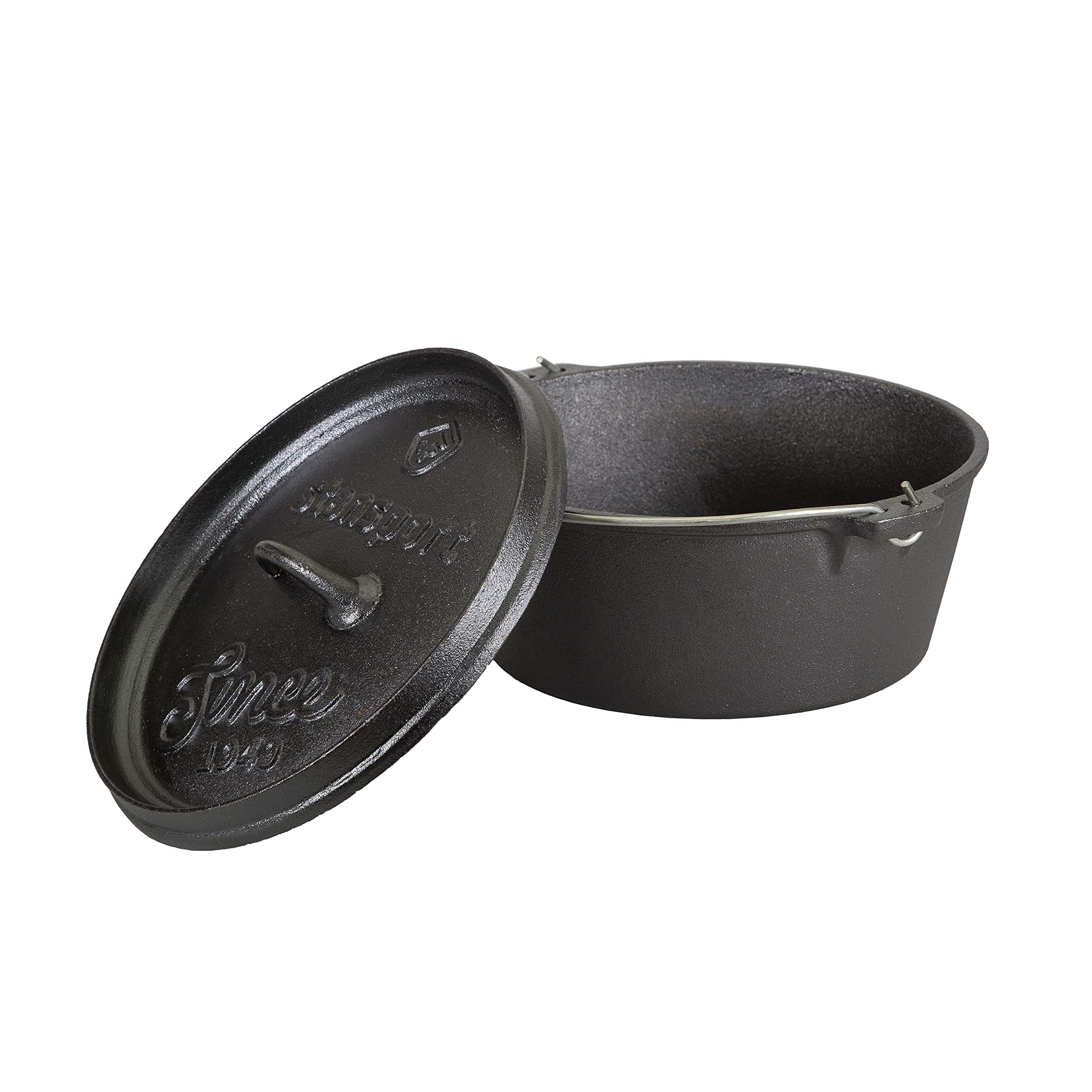 Stansport Pre-Seasoned Cast Iron Dutch Oven - 6 Quart Enameled Cast Iron Pot with Lid - Perfect for Camping, Baking Bread, Soups & Stews