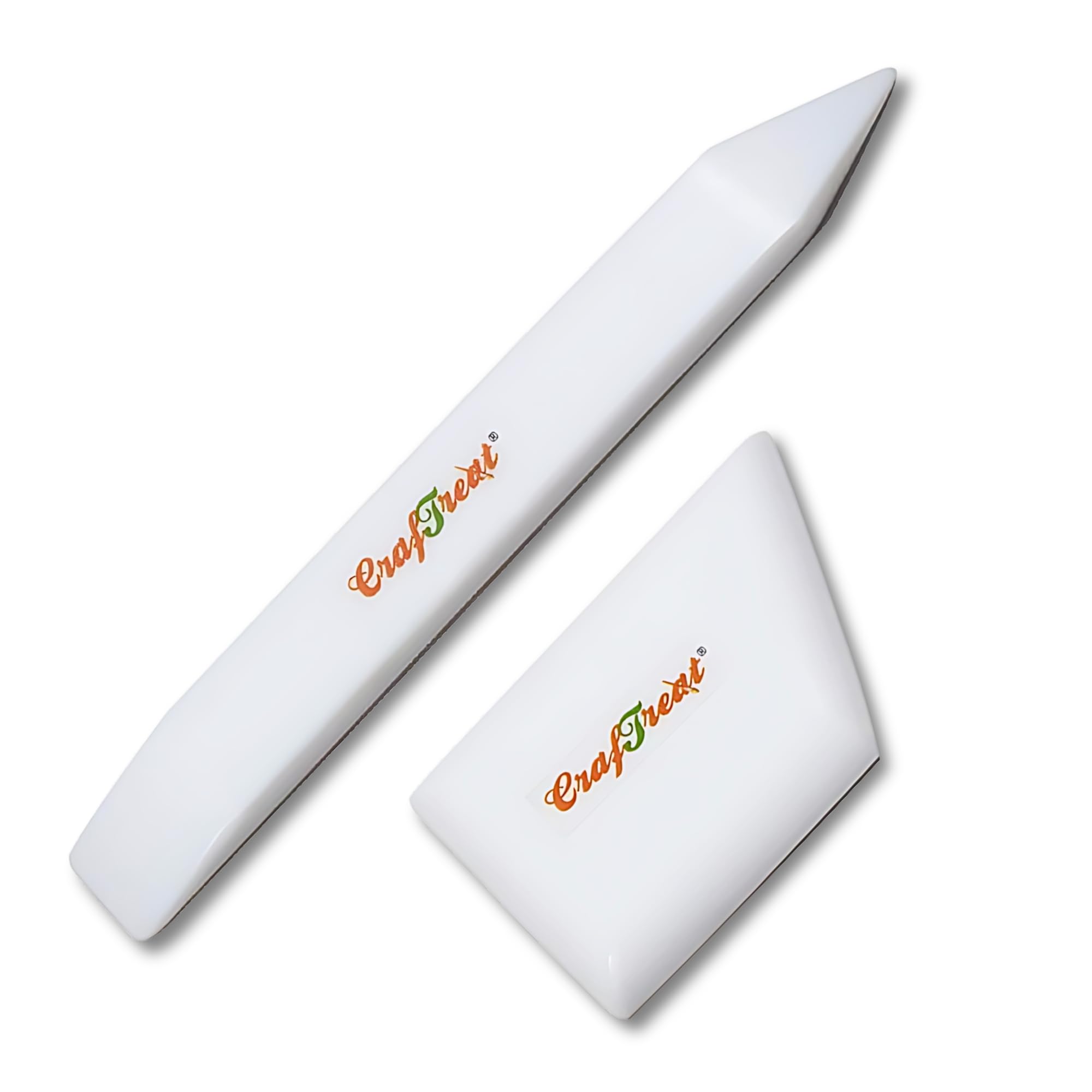 CrafTreat Teflon Bone Folder & Scoring Tool Set - Large Ergonomic Square Paper Scorer for Paper Crafts, Origami, Bookbinding - Leather Burnishing Tool - Smooth Non-Stick Crafting Essentials for DIY Projects, Card Making, and Scrapbooking