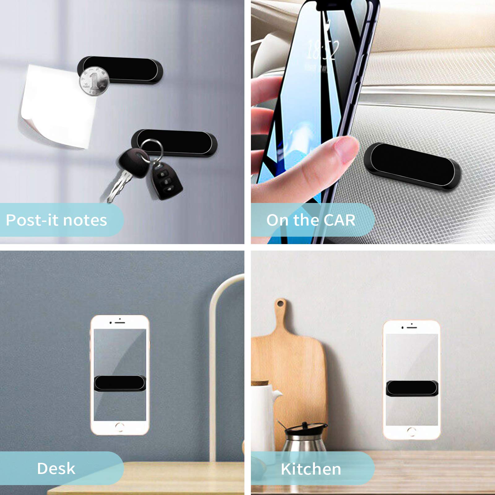 Xotic Tech Magnetic Car Phone Holder - Universal Dashboard & Desk Mount with Strong Mini Magnet for Fast Capture - Compatible with iPhone 15/14/13 Pro/Plus, Galaxy S23/S23+/S23 Ultra, Z Flip 5/Fold 5, LG G9/V60 - Secure Hands-Free Use While Driving, Working, or Traveling - Black