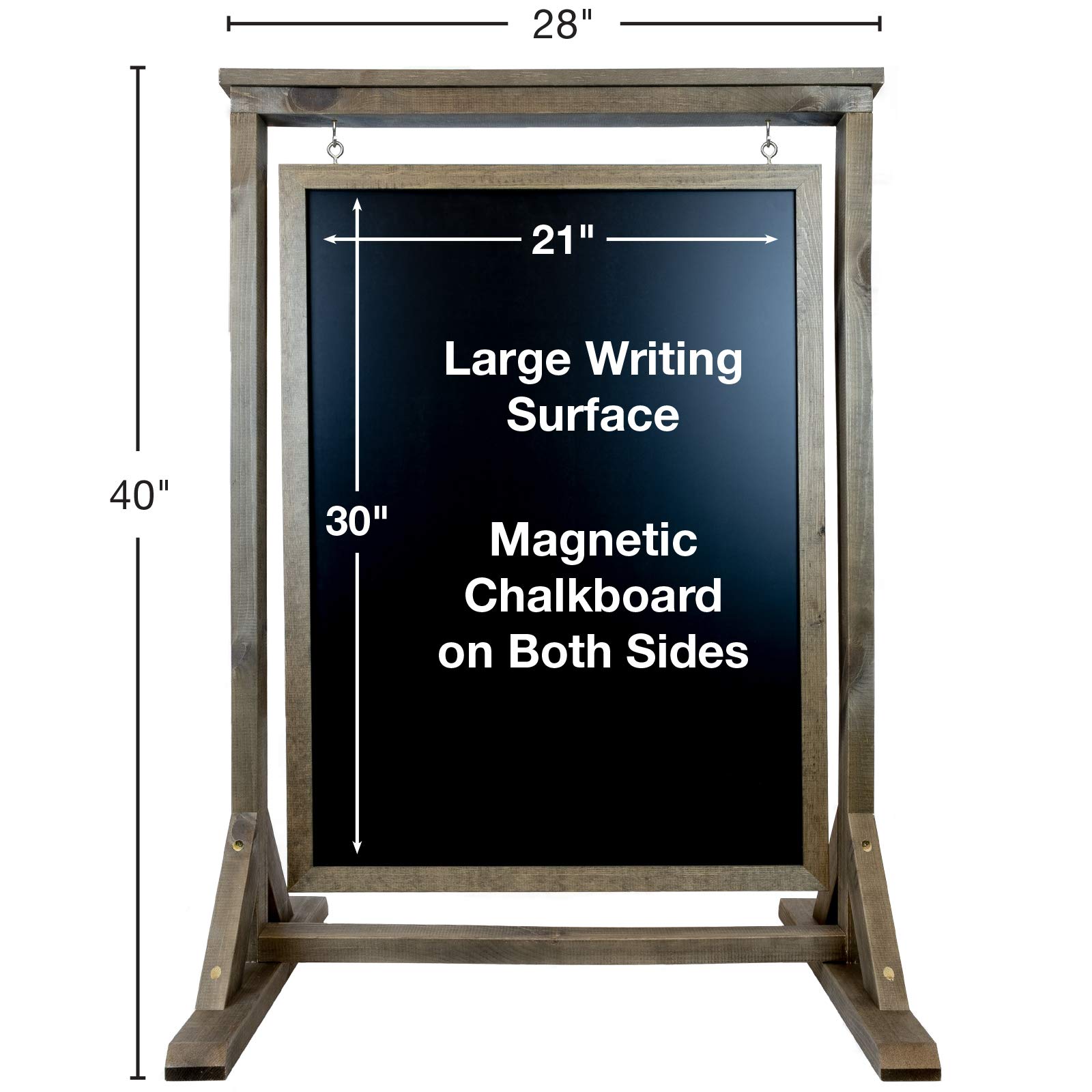 Rustic Handcrafted Wooden Chalkboard Sign - Double Sided Display for Sidewalk Messages | Alternative to A-Frame & Sandwich Board Signs | Use with Chalk or Liquid Chalk Markers | Perfect for Cafés, Restaurants & Retail Store Promotions