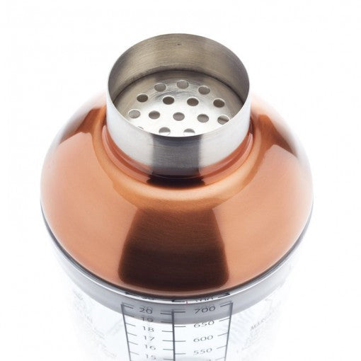 Premium Boston Glass 650ml Cocktail Shaker with Copper Finish - Perfect for Mixing Martinis, Margaritas & Home Bar Cocktails