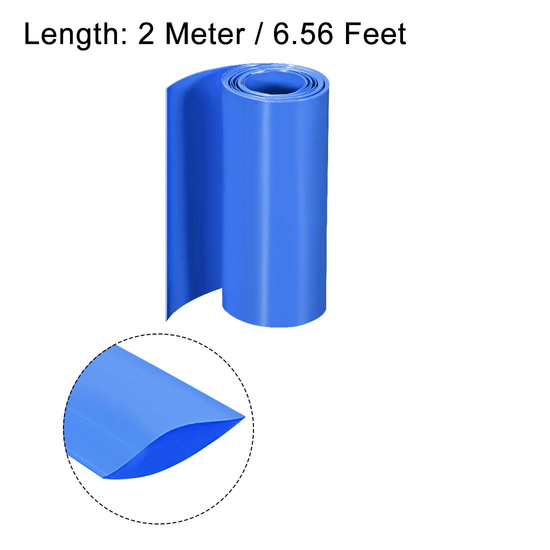 uxcell PVC Heat Shrink Tube - 115mm Flat Width, 2 Meter Blue - for Dual Layer 18650 Battery Wrapping, DIY Electronics Repair & Cable Insulation