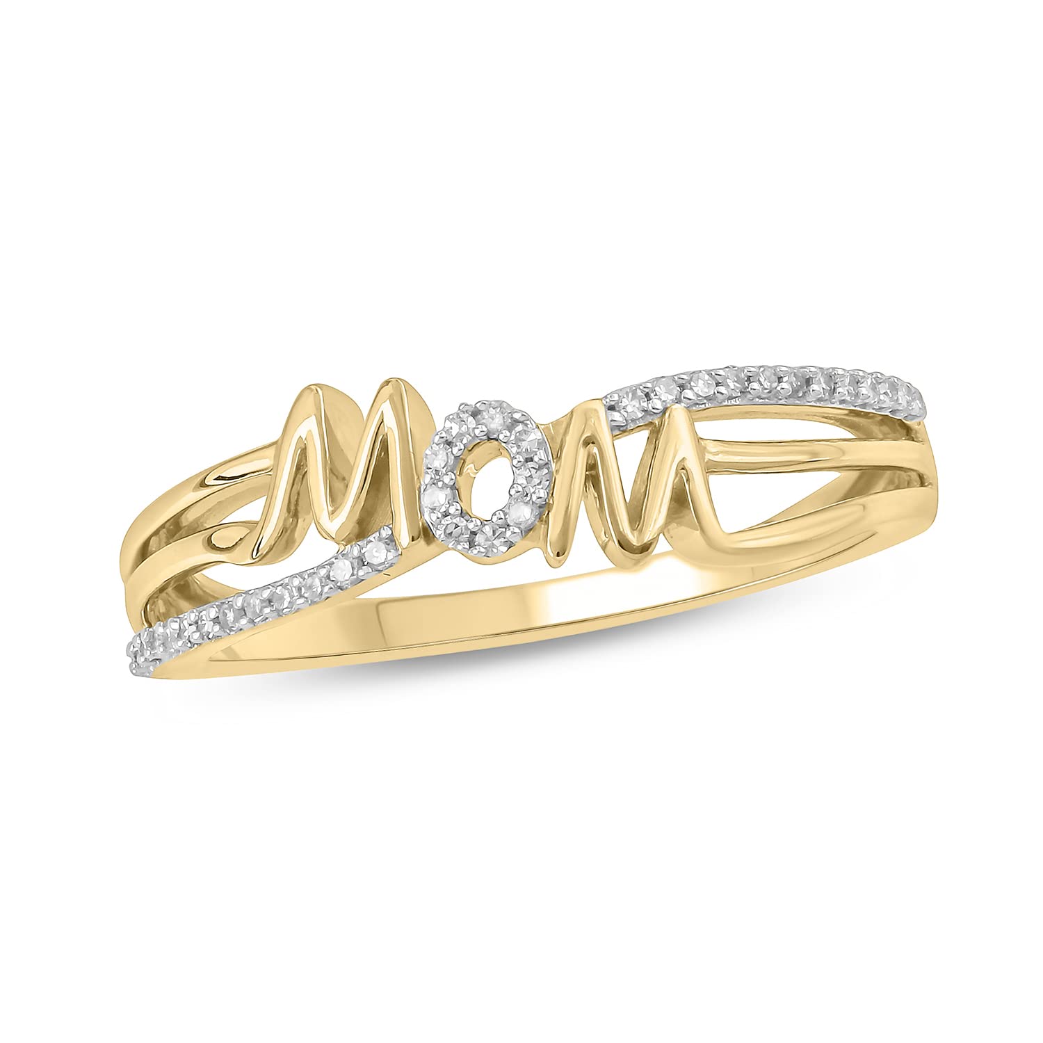 1/10ct Diamond Mother's Ring for Women in 10K/14K Yellow Gold - Elegant Birthday & Mother's Day Jewelry Gift for Mom - Perfect for Anniversaries, Special Occasions & Everyday Wear