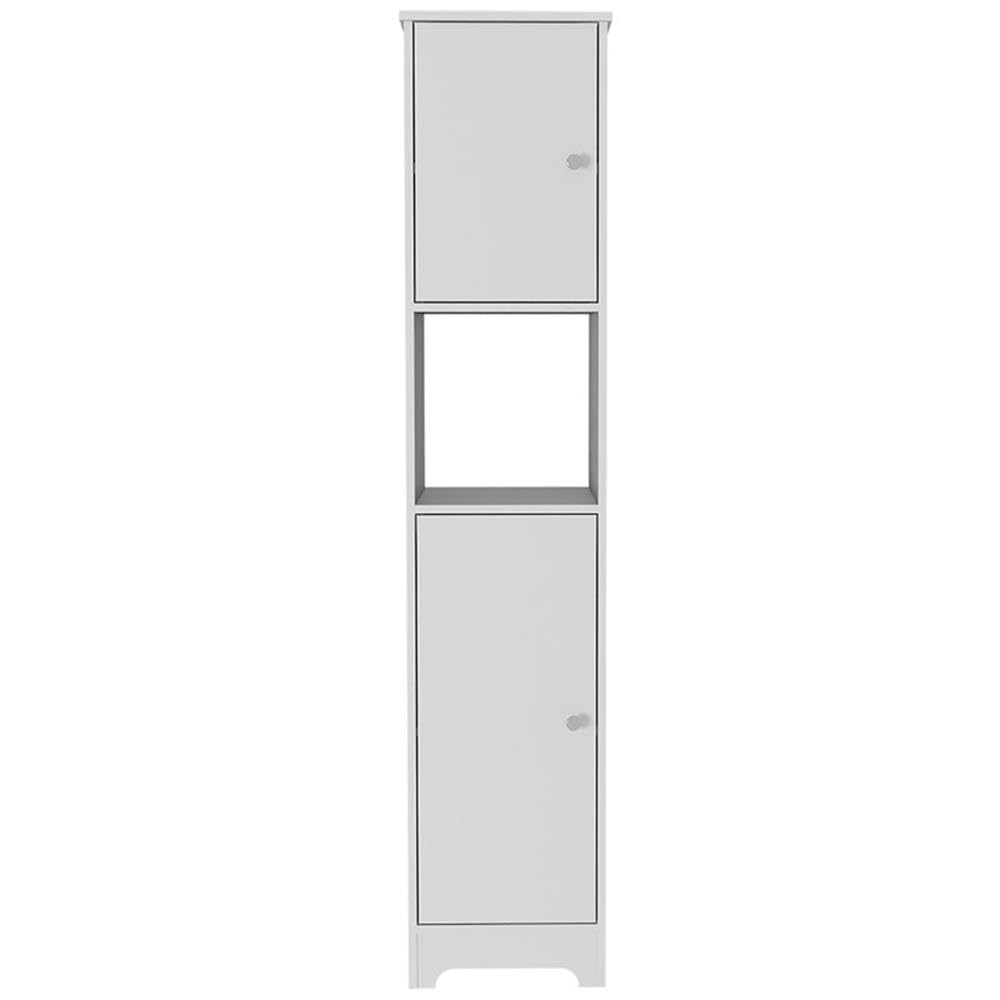 BOWERY HILL 67 Inch White Linen Cabinet - Modern Storage Solution for Bedroom, Bathroom, or Entryway Organization