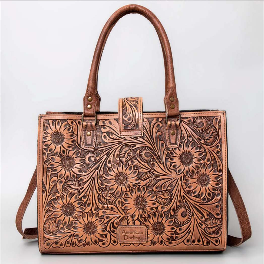 American Darling Large Tooled Leather Handbag for Women - Stylish & Spacious Crossbody Bag for Work, Travel & Everyday Use