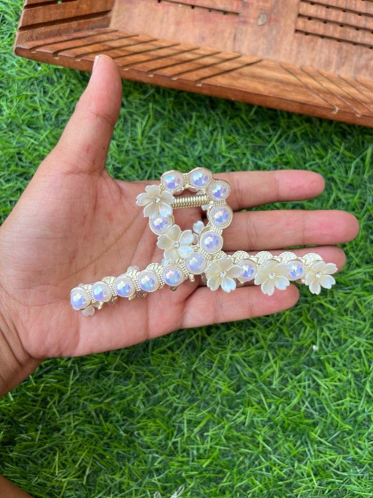 Radhya Pear Floral Metal Jumbo Claw Clip for Women & Girls - Large Hair Clips, Hair Clutcher, Hair Accessories - Perfect Gift for Girlfriend, Wife - Great for Parties, Weddings & Everyday Hairstyles