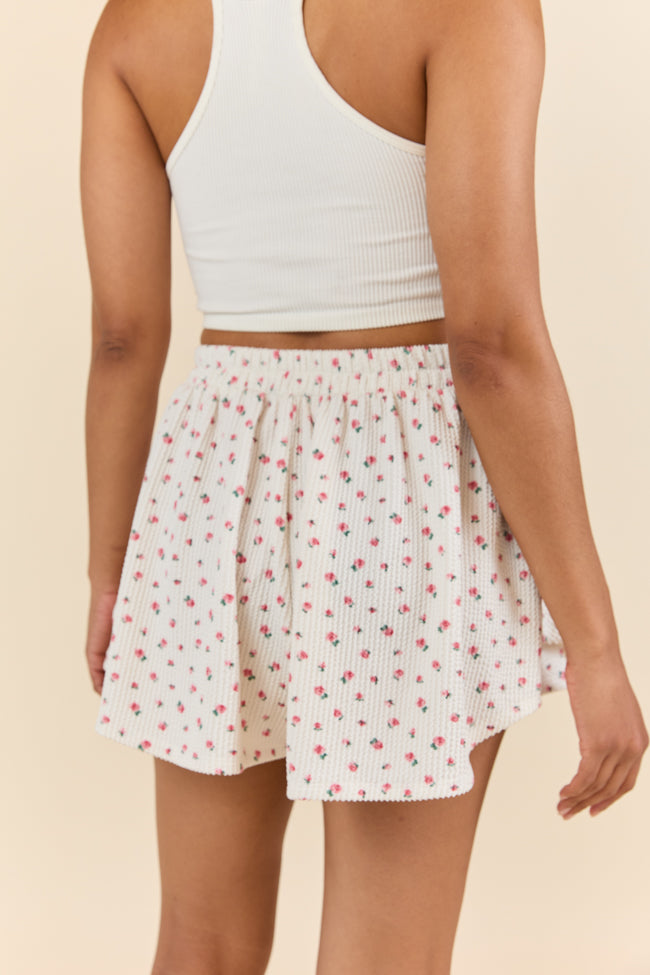 Just Focus Ivory Florette Skort - Women's Tennis Skirt with Built-in Shorts for Sports & Casual Wear | Perfect for Tennis, Golf, Running & Everyday Outfits