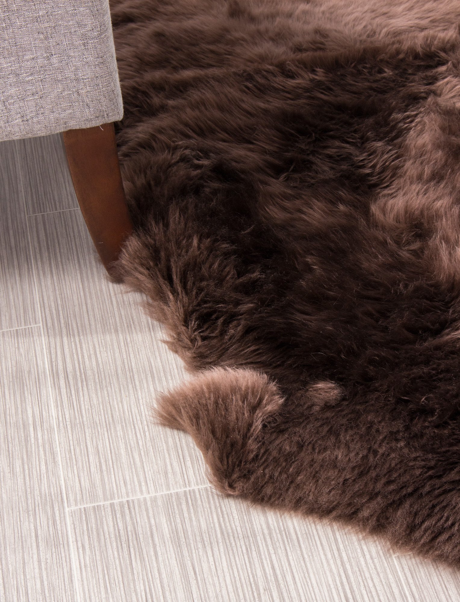 Premium Dark Brown Sheepskin Rug - Genuine Double 2x6ft Fluffy Fur Pelt for Bedroom, Living Room & Nursery - Ultra Soft Natural Sheepskin Carpet for Cozy Home Decor