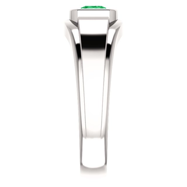 14K Gold Men's Emerald and Diamond Ring - 0.42ct Emerald & 0.09ct Diamond Wedding Band for Engagement, Anniversary, and Special Occasions