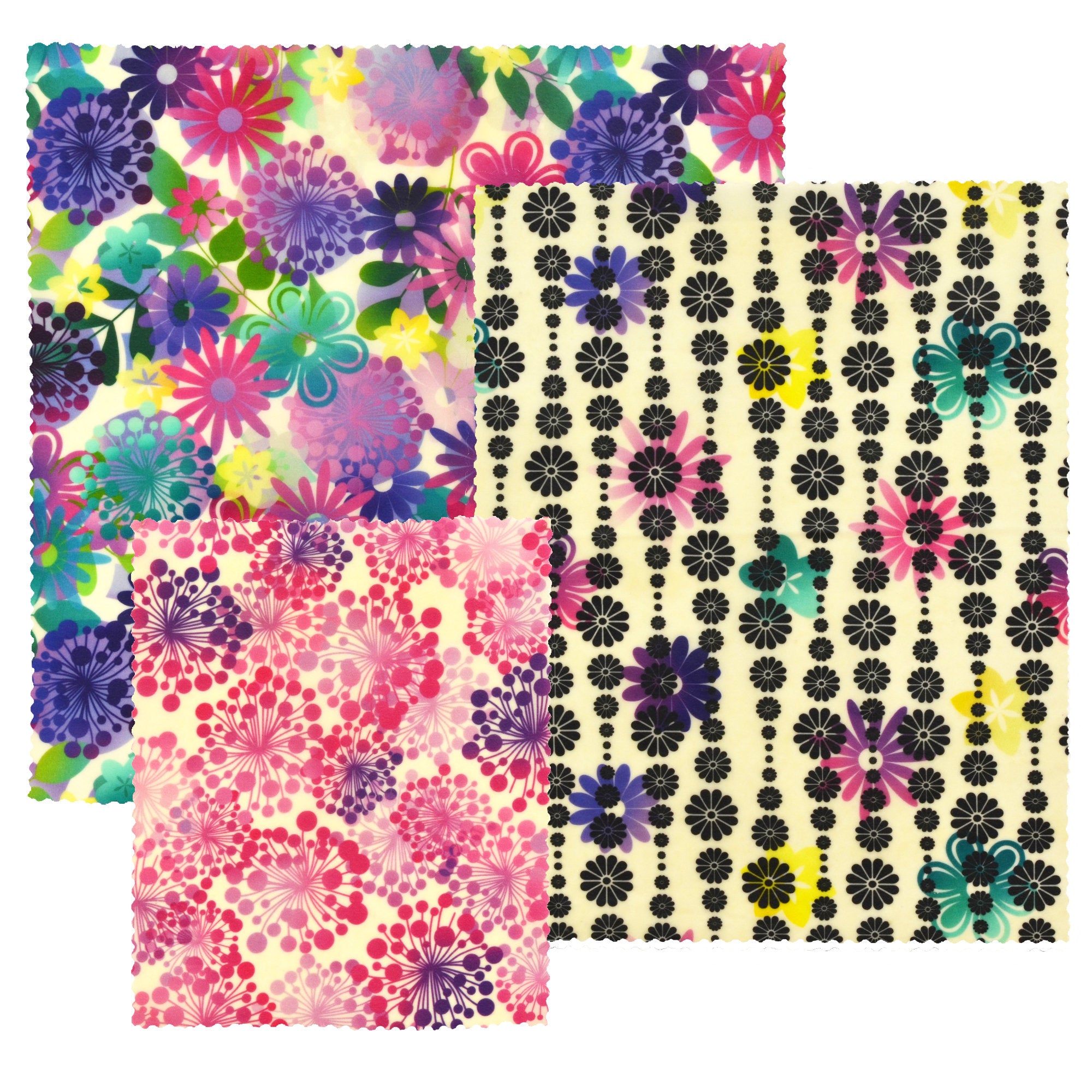 Organic Beeswax Food Wraps Set of 3 - Reusable Eco-Friendly Sustainable Food Storage for Sandwiches, Fruits & Cheese - Perfect for Picnics, Lunch Boxes & Zero Waste Kitchens