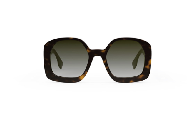 Fendi O'LOCK FE40048U 52F Dark Havana/Brown Gradient Square Women's Sunglasses | UV Protection Fashion Shades for Beach, Driving & Outdoor Activities