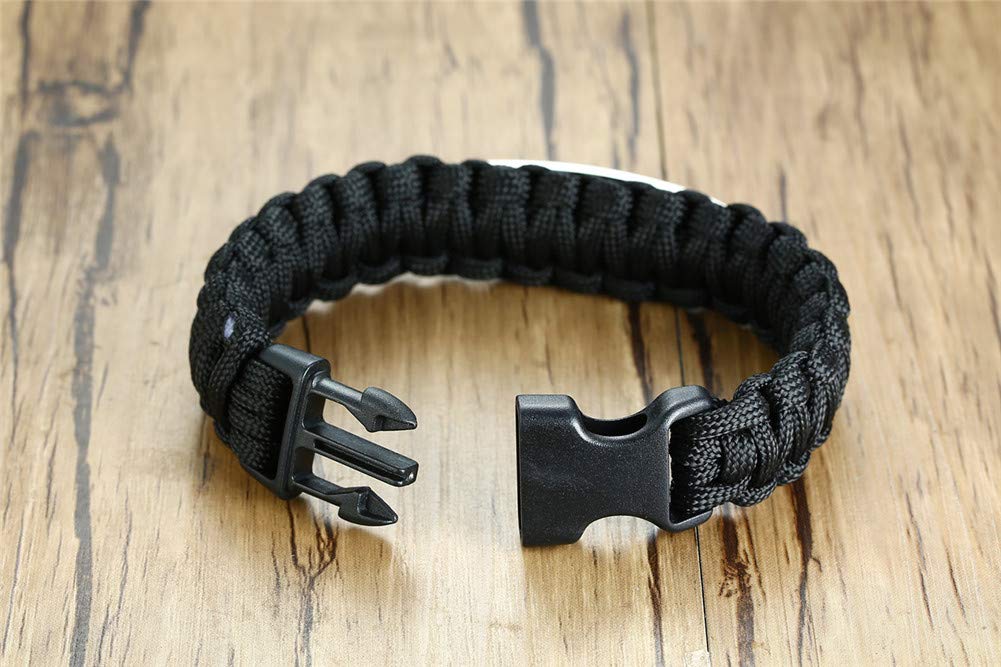 Men's Stainless Steel Bible Verse Paracord Bracelet - Outdoor Survival & Christian Gift for Hiking