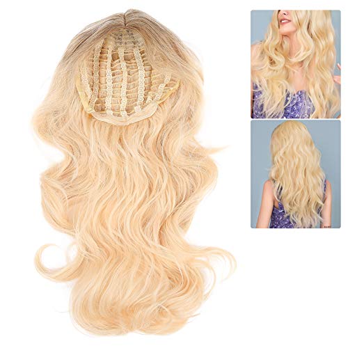 68cm Long Curly Wavy Synthetic Hair Wigs for Women - Middle Part Gradient Gold Wig for Carnival, Party & Cosplay - Perfect for Halloween, Costume Events & Daily Fashion Styling