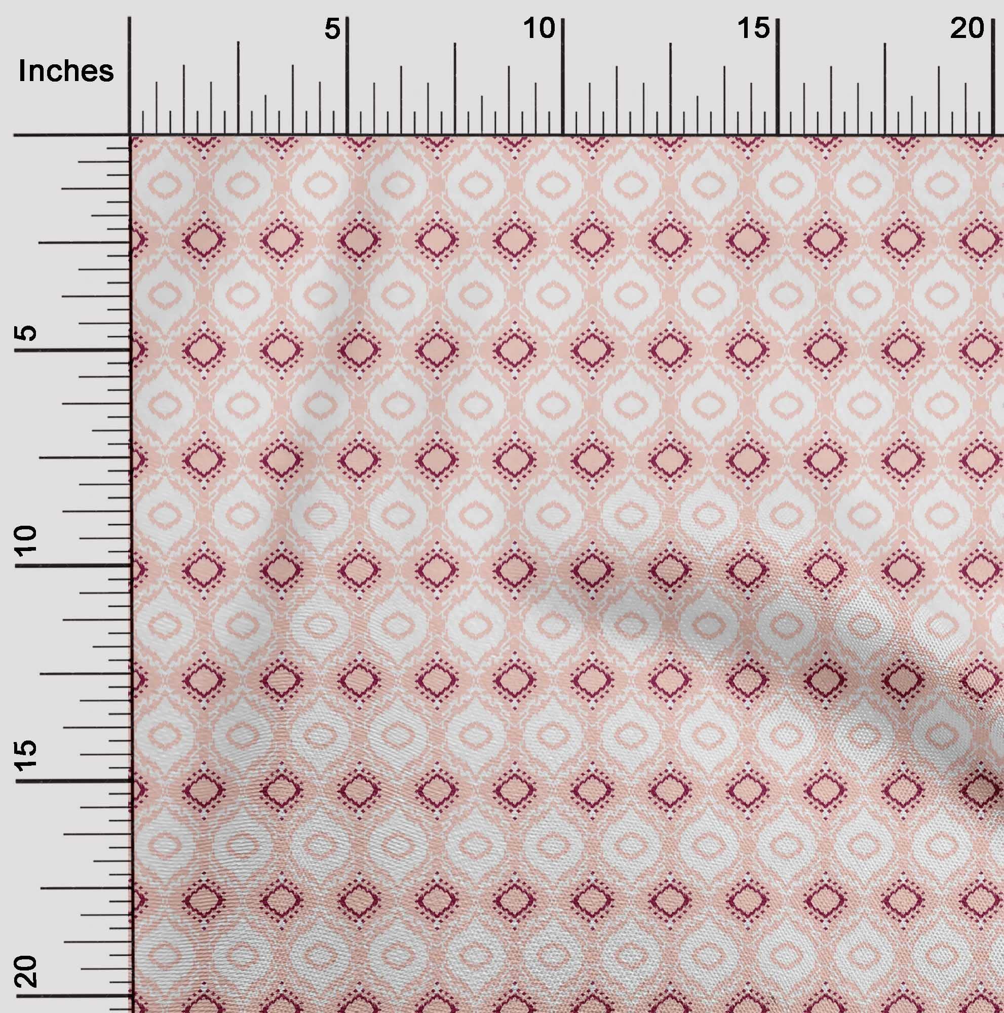 oneOone Georgette Viscose Pink Salmon Fabric - 42 Inch Wide Ikat Print Dress Material by The Yard | Perfect for Asian-Inspired Dresses, Scarves & Home Decor