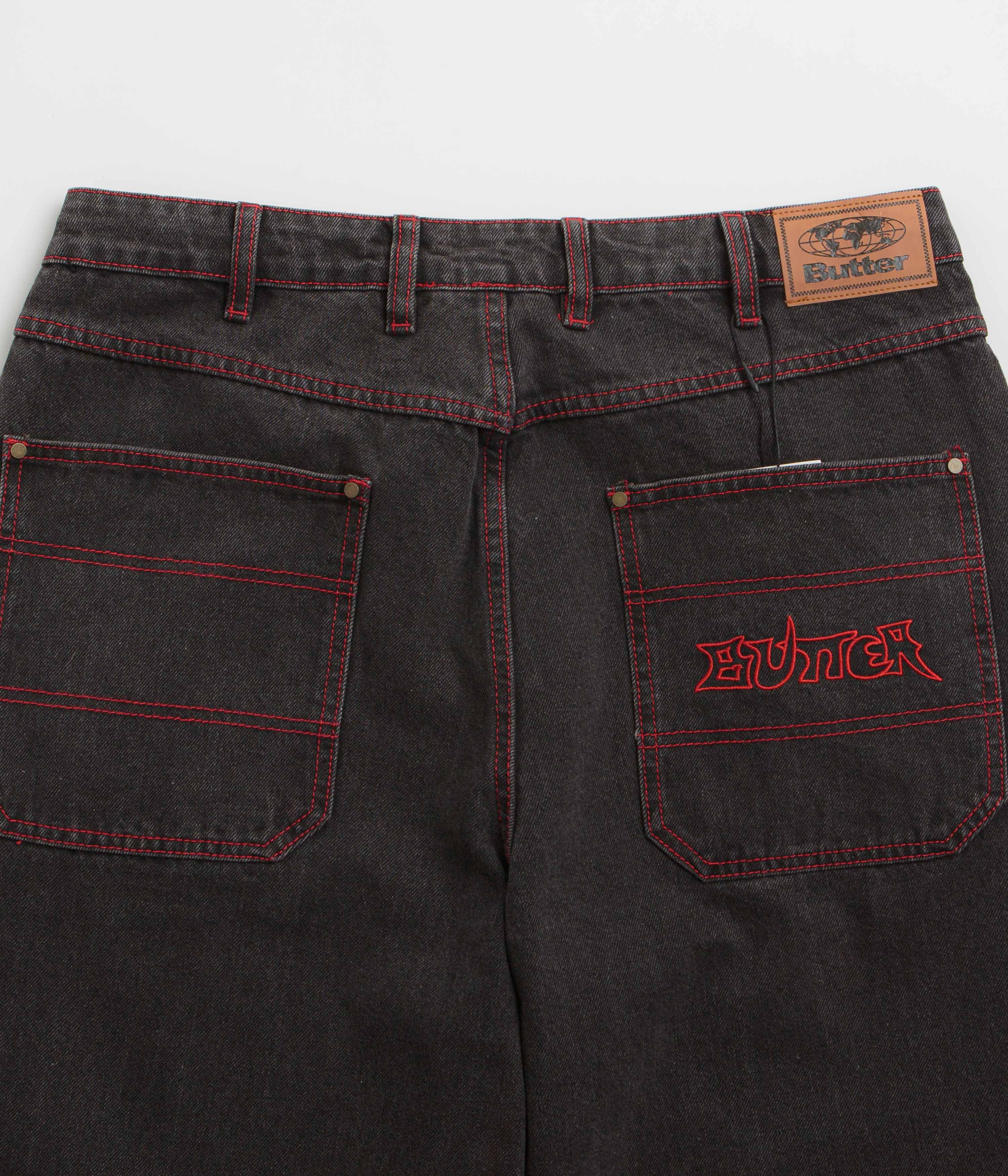 Butter Goods Encounter Jeans - Tinted Washed Black Denim Pants for Men | Vintage Style Slim Fit Jeans for Casual Wear & Street Fashion