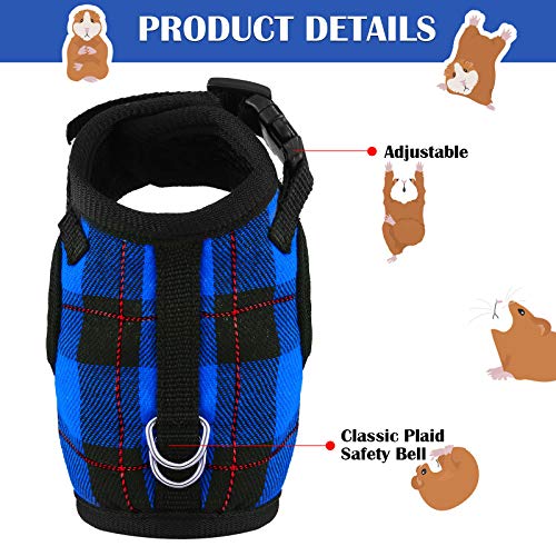 2 Pack Adjustable Guinea Pig Harness and Leash Set with Safety Bell - No Pull Walking Vest for Hamsters, Ferrets, Chinchillas & Small Pets (Size L, 9-10 Inch Chest) - Perfect for Outdoor Adventures & Safe Playtime