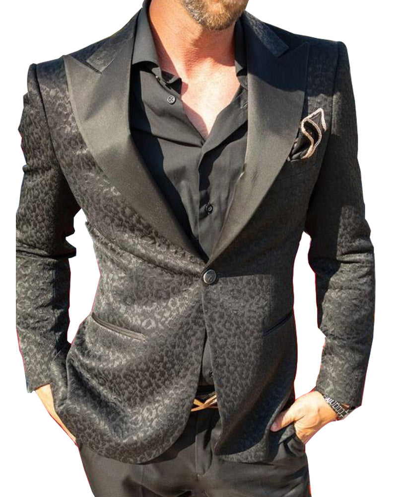 Peak Lapel Slim Fit Men's Patterned Wedding Tuxedo Suit 2-Piece Set CB3817 | Formal Groom Attire for Weddings, Prom & Black Tie Events