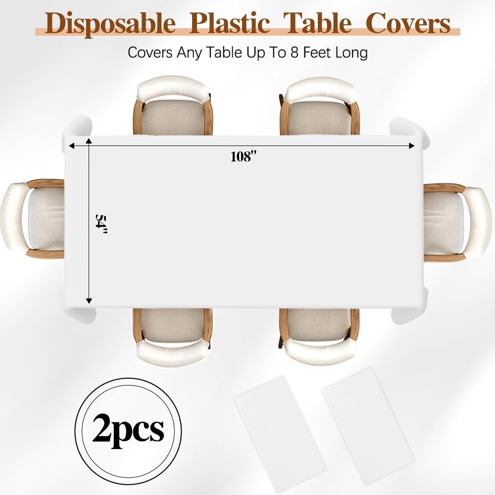 Premium Disposable Plastic Tablecloth 2-Pack - 54