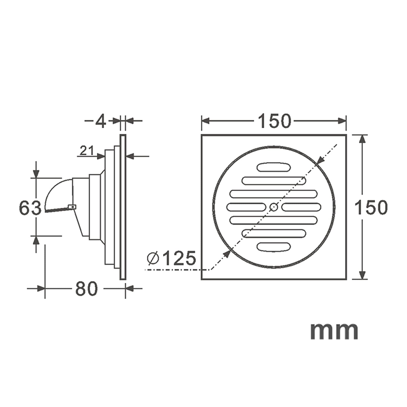 6 Inch Square Brass Shower Drain - Chrome Floor Drain with Removable Cover Grate for Bathroom & Shower | Durable Water Drainage Solution for Wet Rooms, Walk-in Showers, and Spa Areas