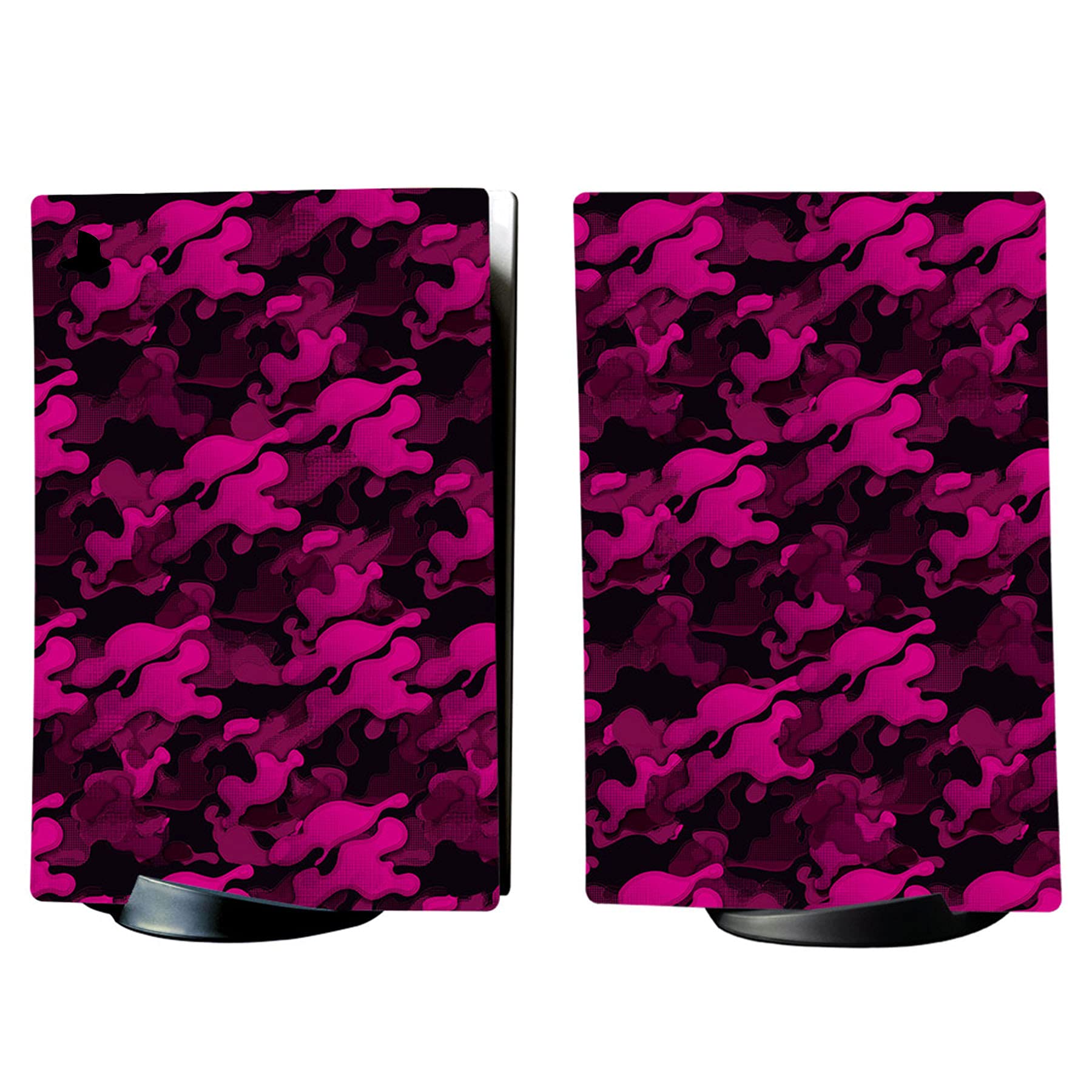PlayVital Rose Red Black Camouflage Full Skin Decal Set for PS5 Digital Edition Console - Vinyl Sticker Cover for PS5 Controller, Charging Station, Headset & Media Remote - Perfect for Gaming Setup & Customization